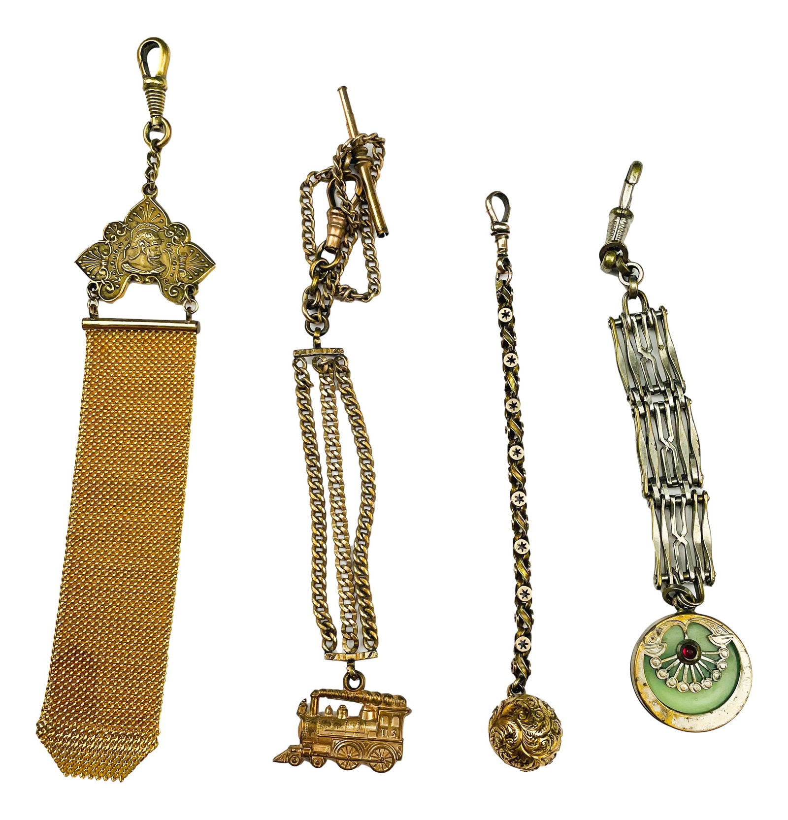 Art Deco Gold Filled Silver Tone Watch Fob LOT x 4 (1 of 1)