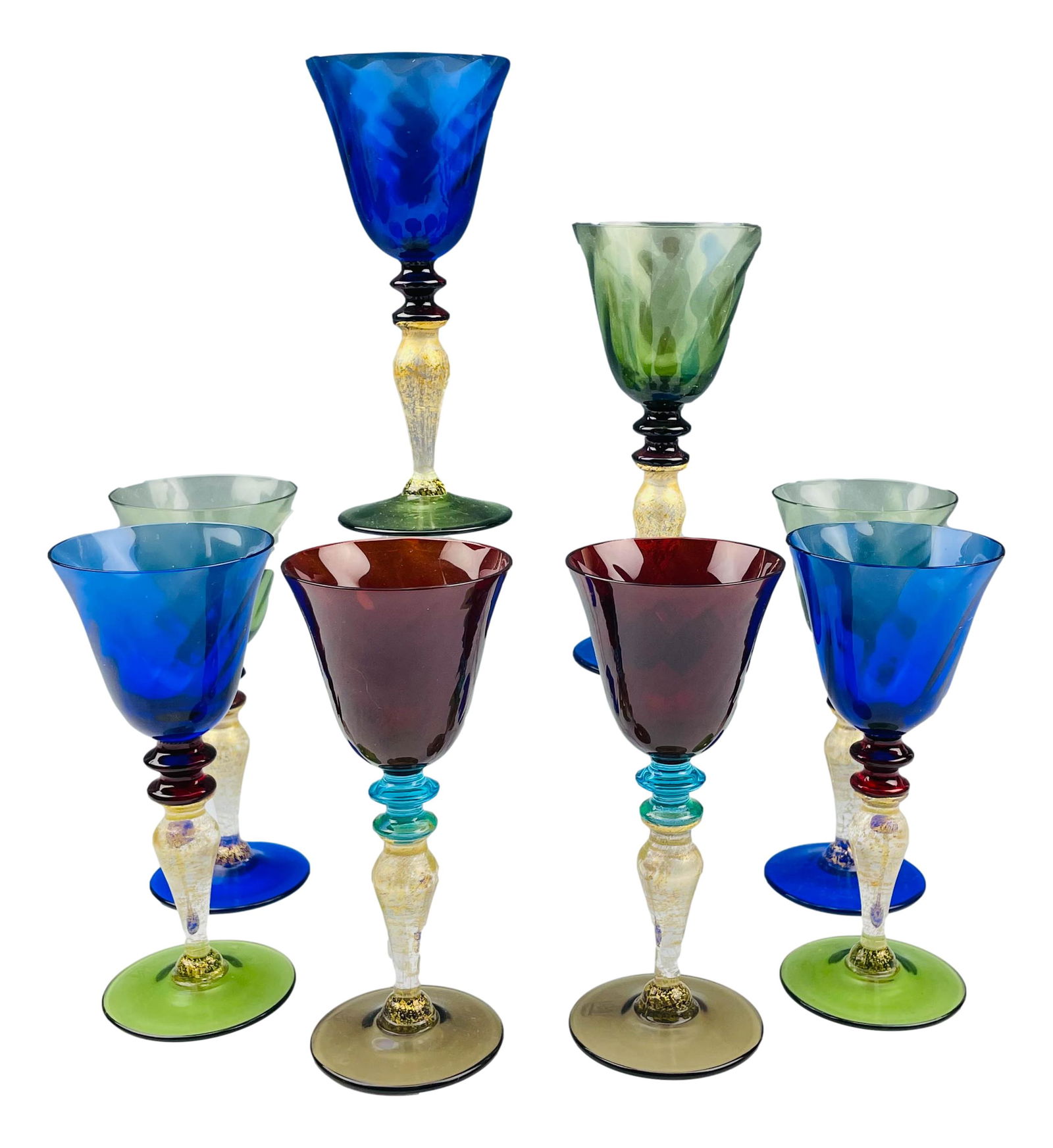 Nason Moretti Murano Mid Century Glass Goblets x 8 (1 of 8)