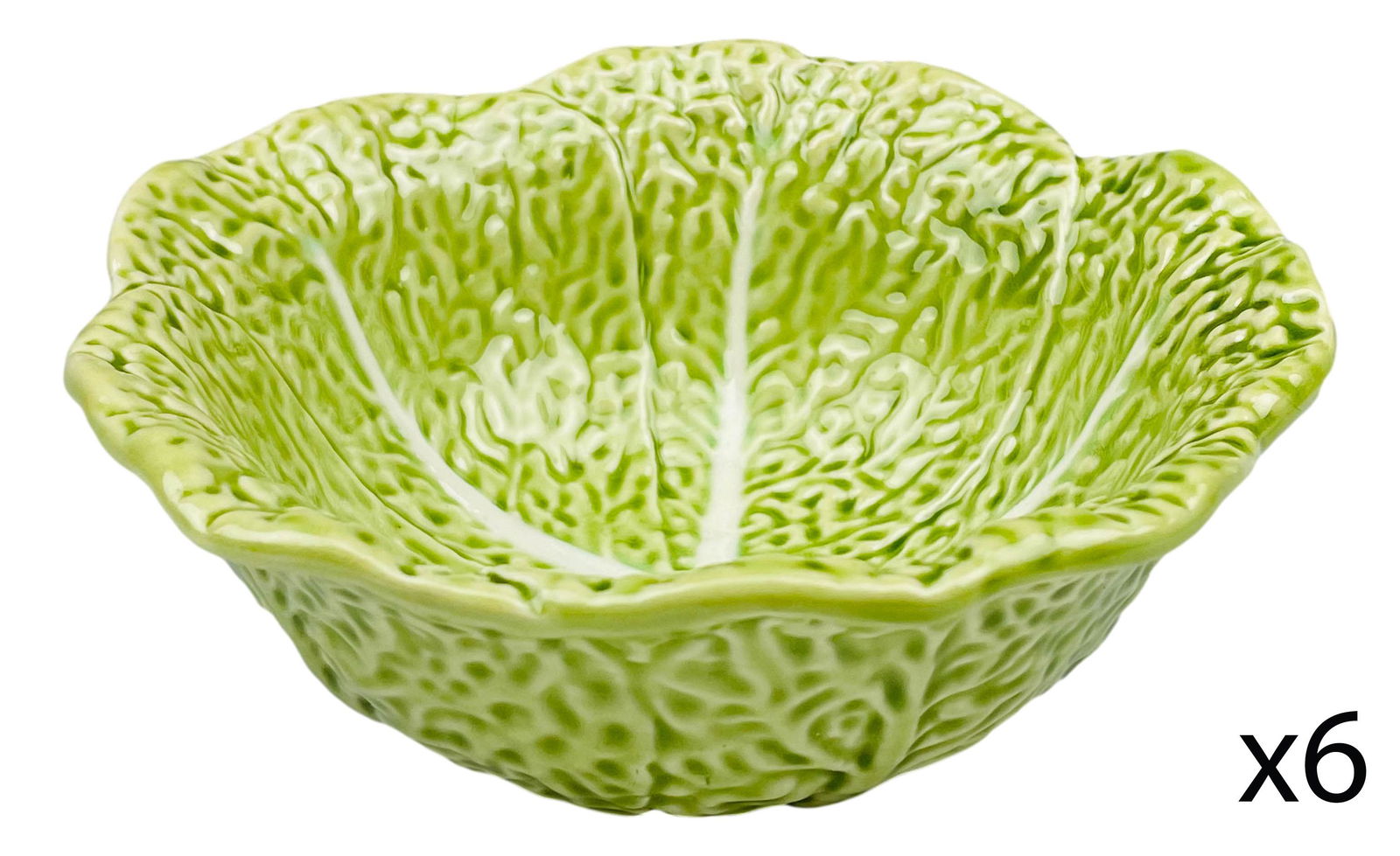 Bordallo Pinheiro Cabbage Ware Salad Bowls Lot 6 (1 of 4)