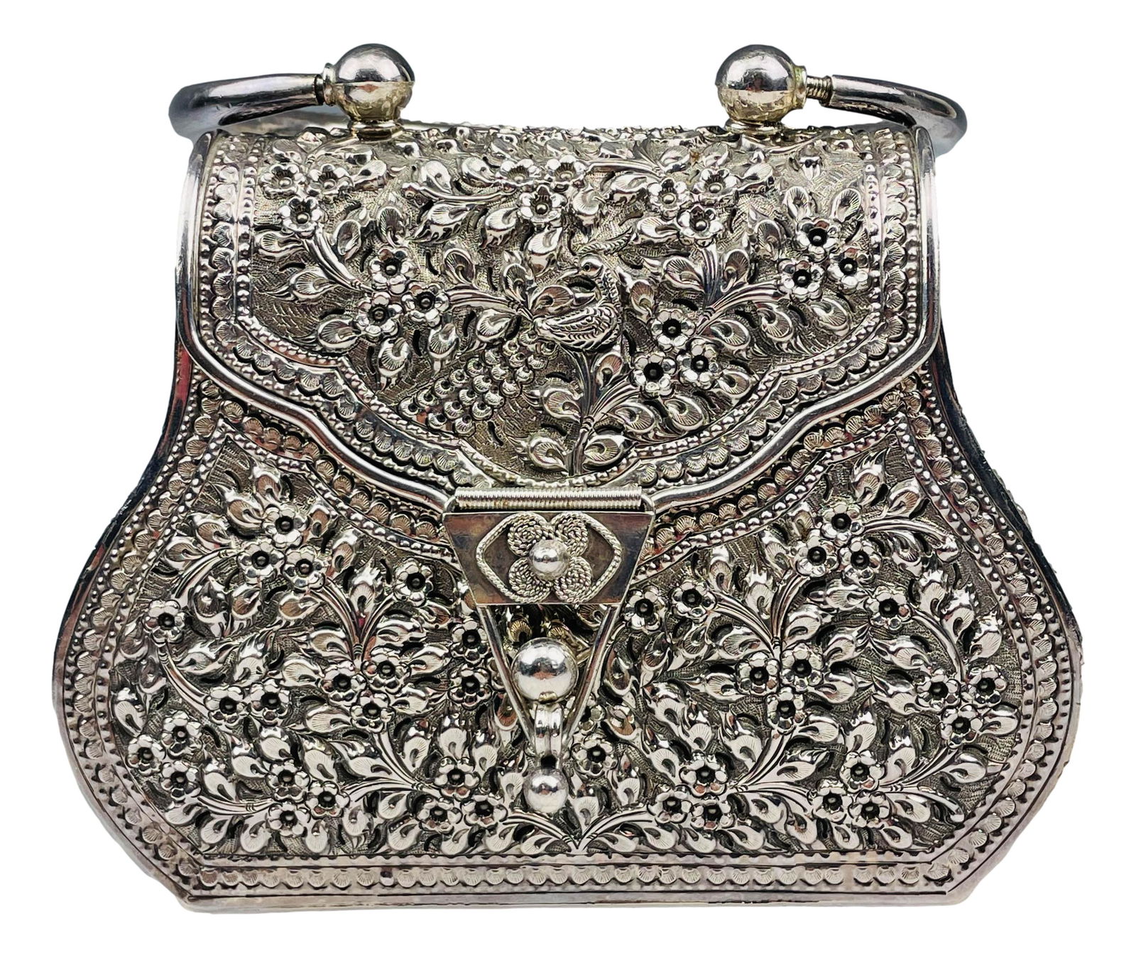 Old Persian Silver Repose Handbag Purse Clutch Bag (1 of 4)