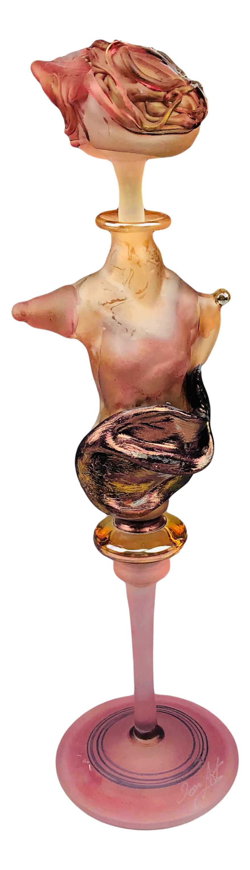 Figural Frosted Glass Scent Perfume Bottle SIGNED (1 of 6)