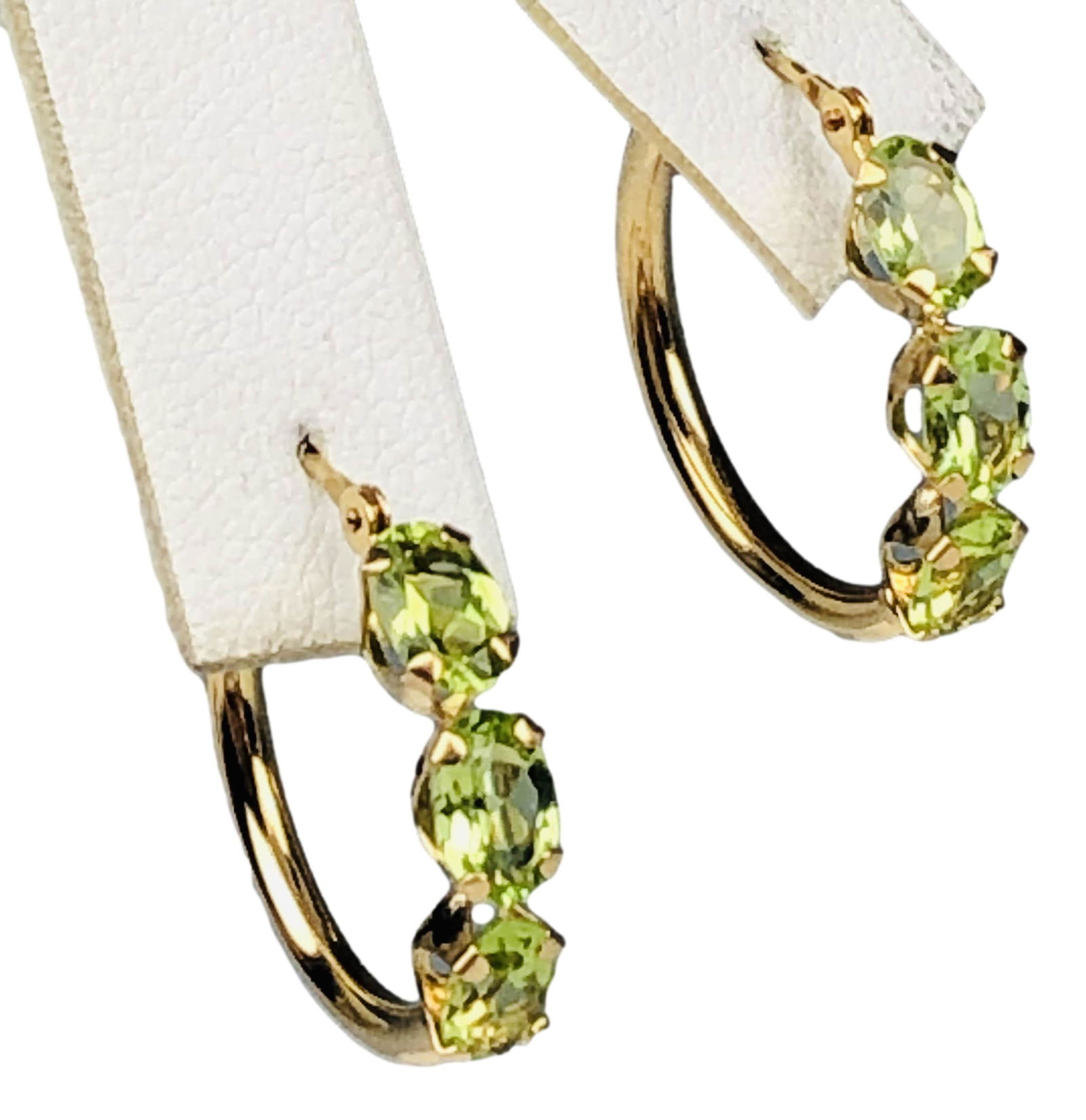 14K Gold Yellow Peridot Pair Huggie Hoop Earrings (1 of 6)