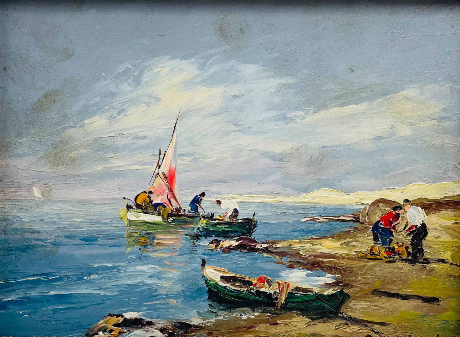 Impressionist Figural Coastal Seascape Painting (1 of 5)