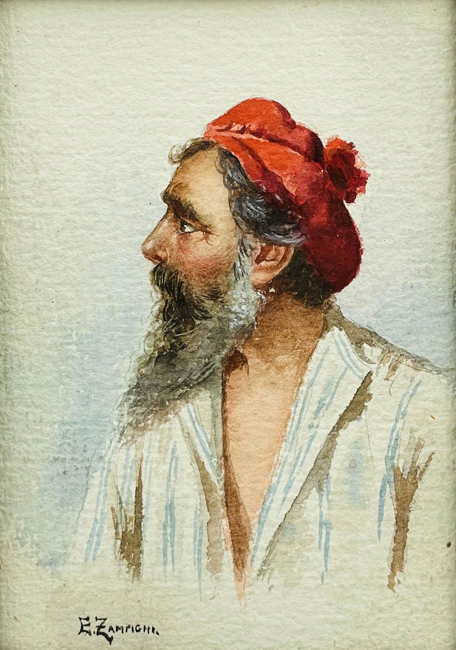 Eugenio Zampighi (1859-1944 ) Watercolor Painting (1 of 5)
