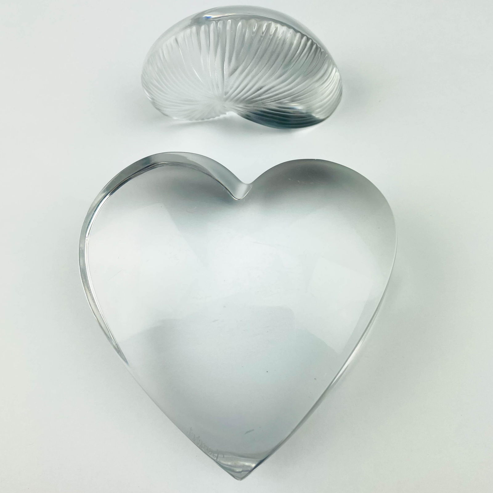 Baccarat French Crystal Desk Heart & Shell 2pc LOT (1 of 3)
