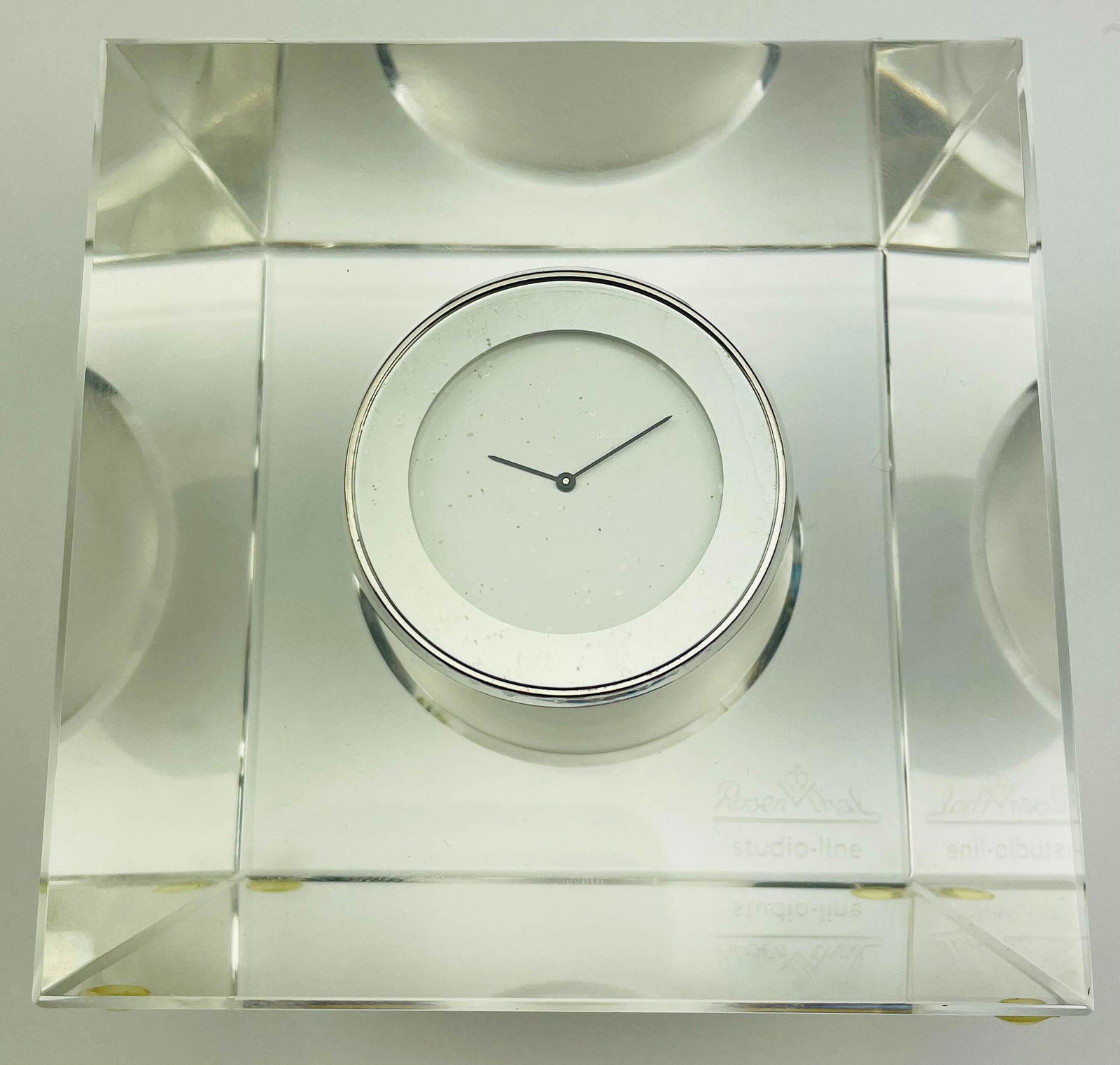 Rosenthal Clear Crystal Block Glass Desk Clock (1 of 4)