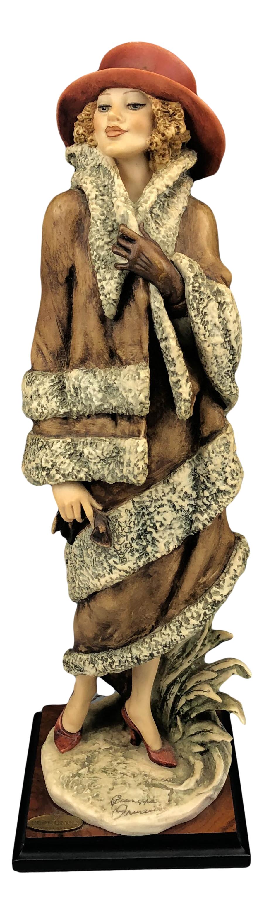 Armani Lara 0415C Lady w Leather Fur Coat Figurine (1 of 6)