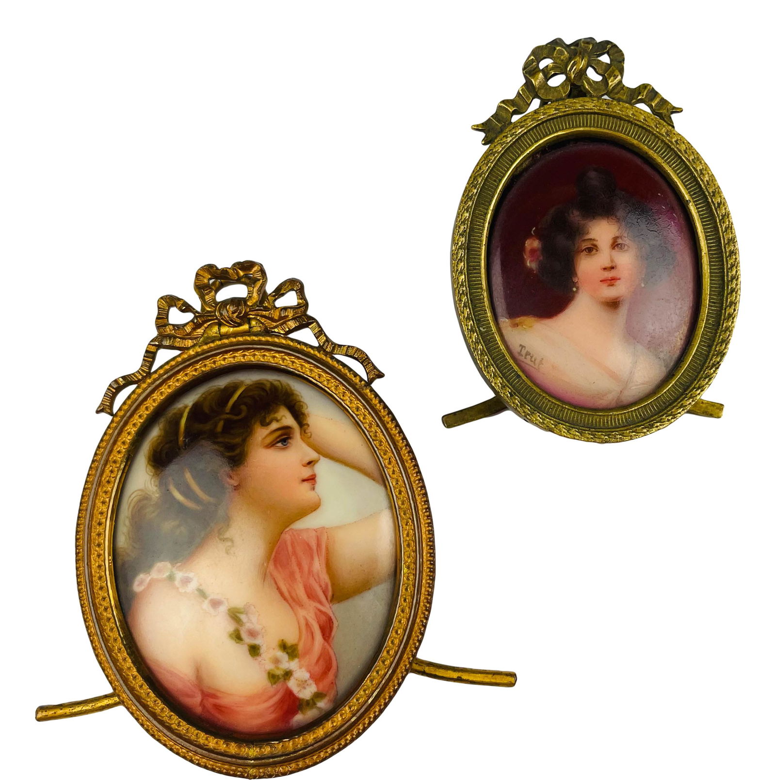 2 Antique Victorian Porcelain Miniature Portraits (1 of 5)