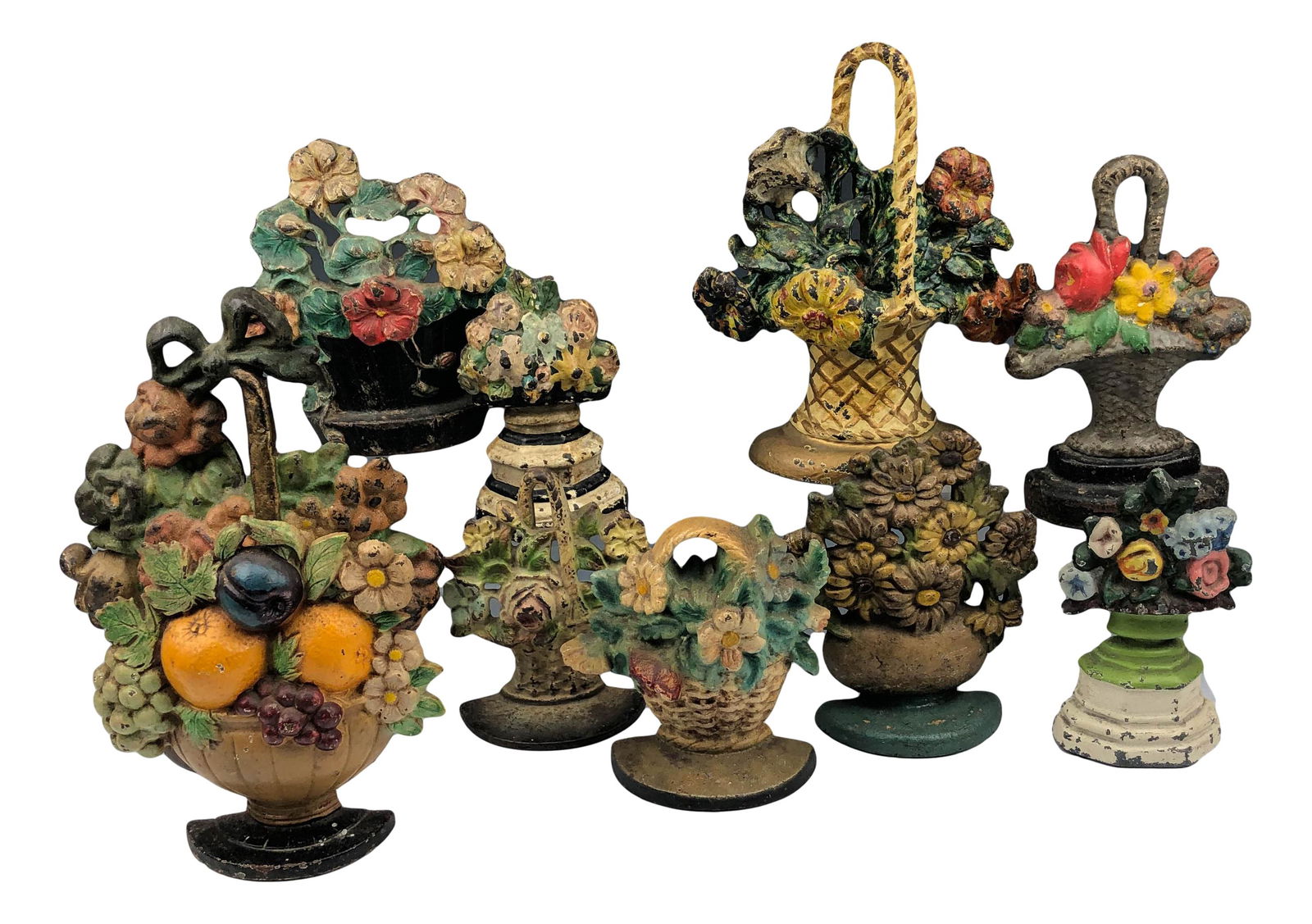 Antique Cast Iron Flower Basket Doorstop 10pc LOT (1 of 7)