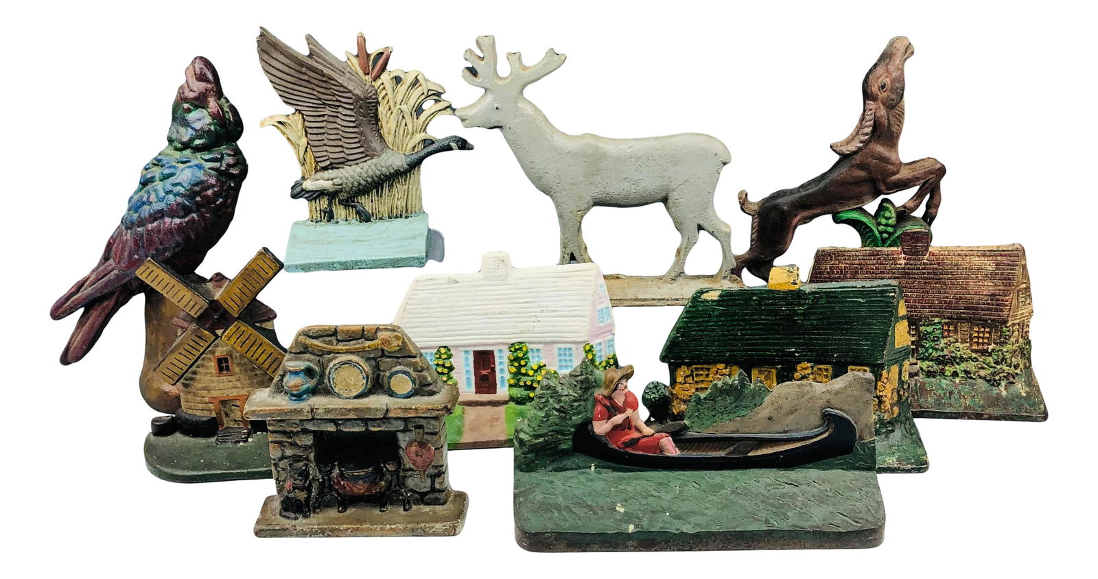 Antique Cast Iron Parrot House Doorstop 10pc LOT (1 of 6)