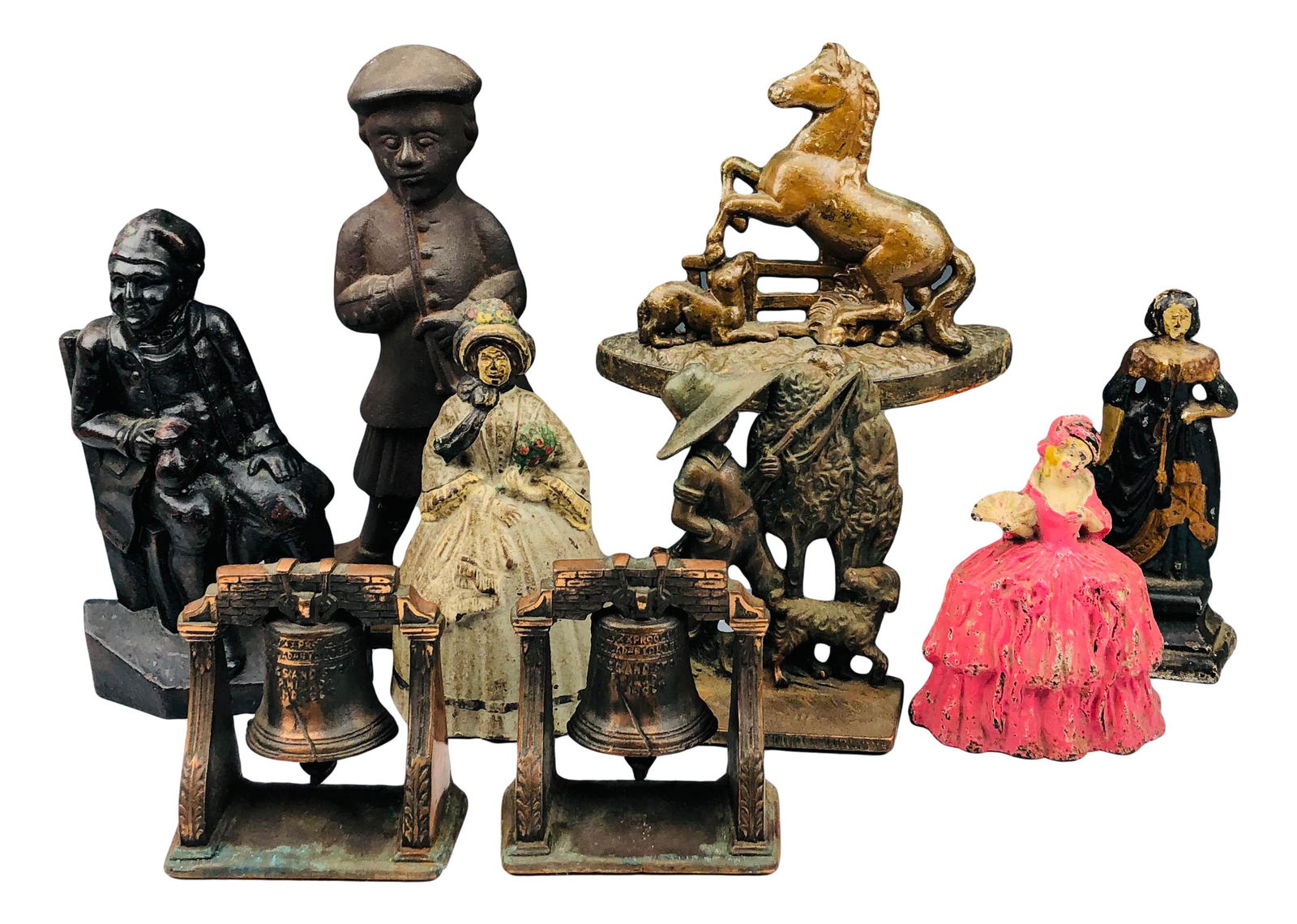 Antique Cast Iron Figural Bell Doorstop 9 pc LOT (1 of 7)
