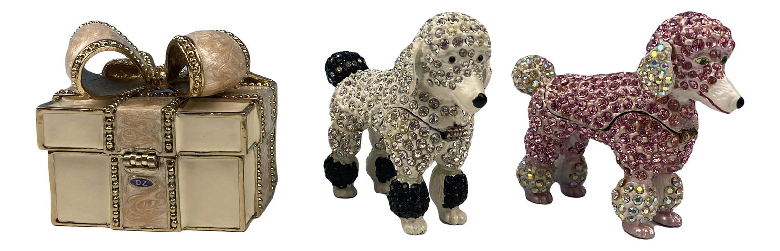 Rucinni Swarovski Crystals Poodle Trinket Box LOT (1 of 4)