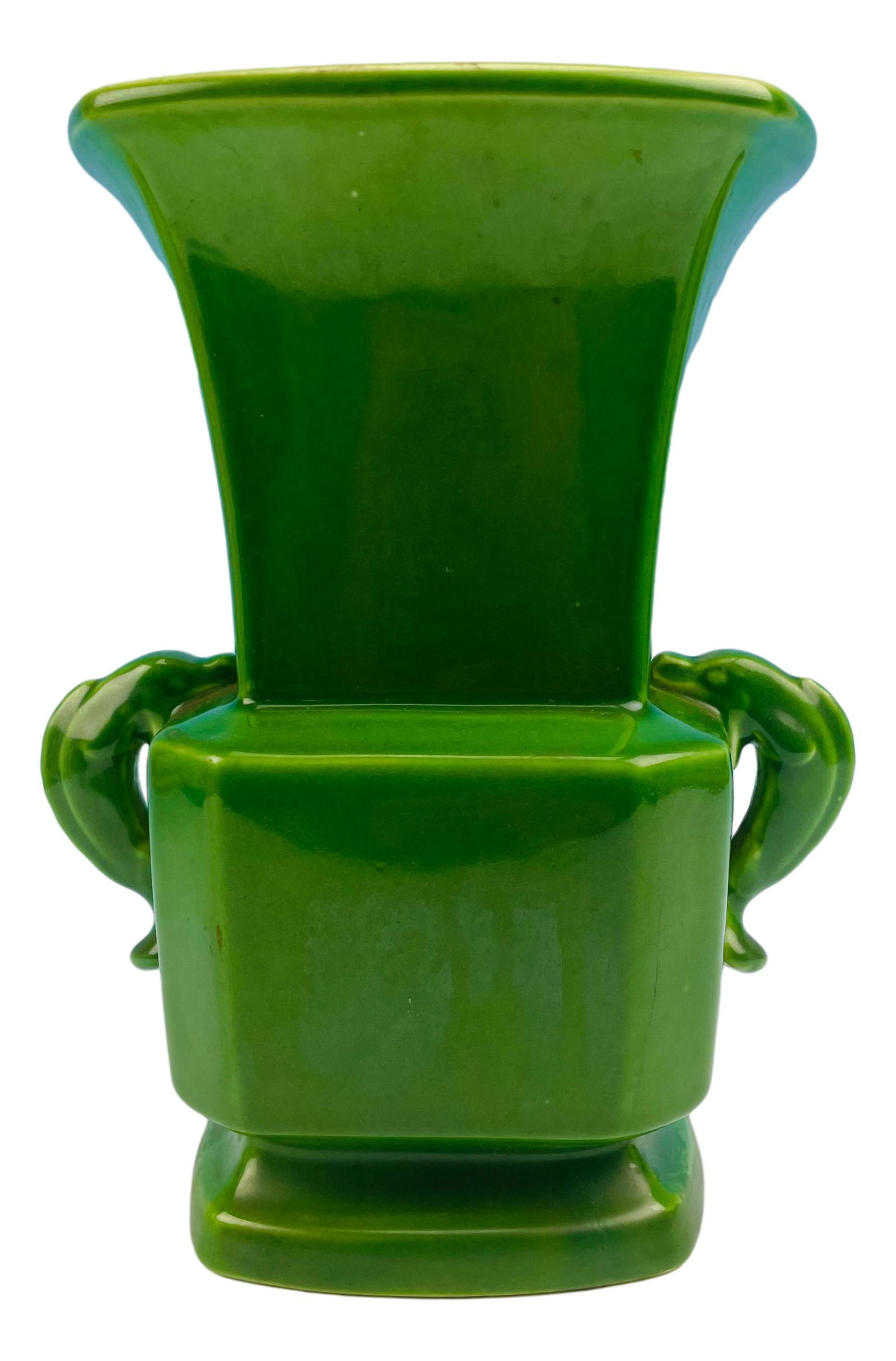 Rookwood Art Deco Dolphin Handle Yellow Green Vase (1 of 6)