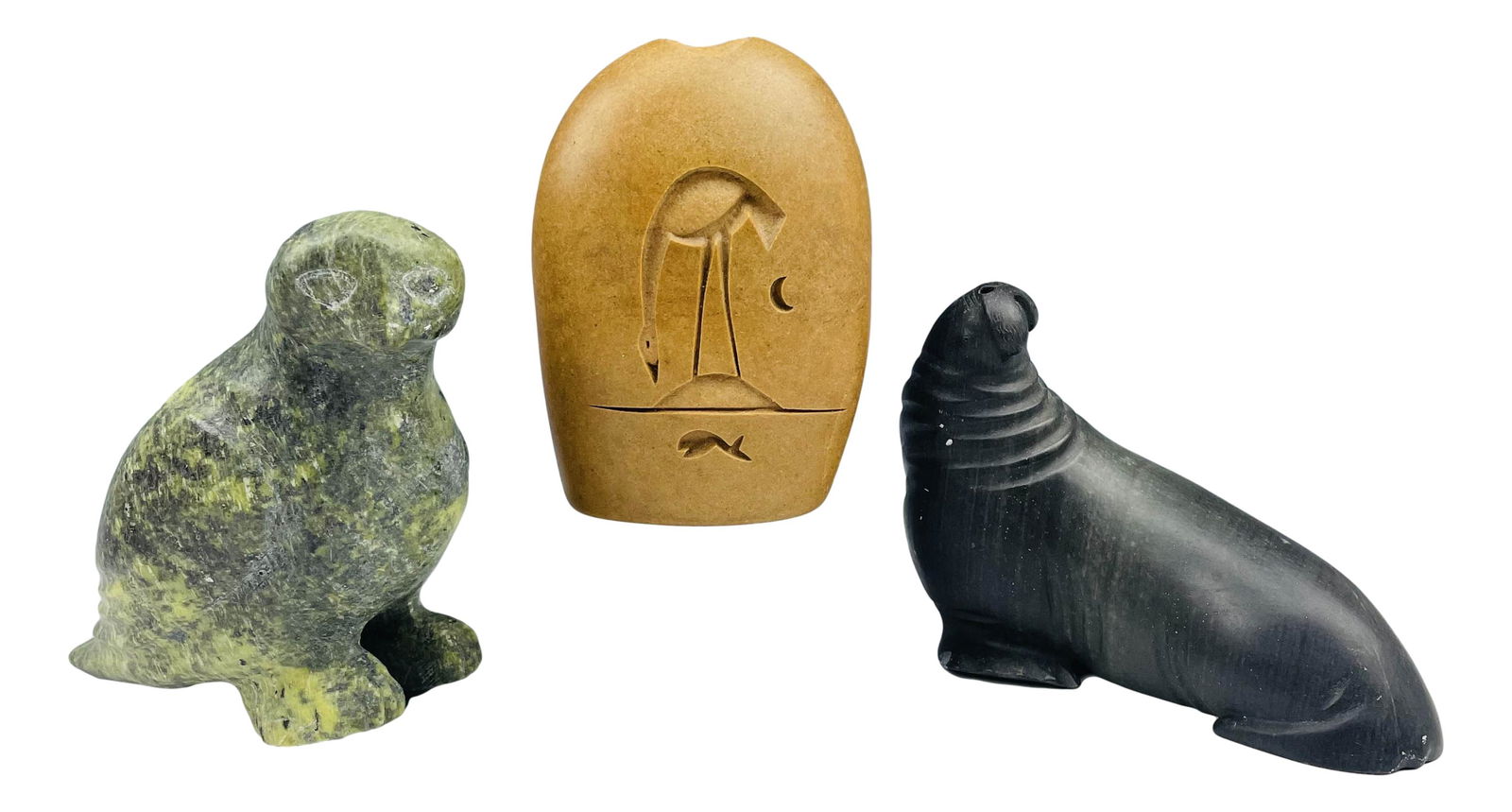 Stork Vase Eagle Walrus Hardstone Sculpture Lot 3 (1 of 2)