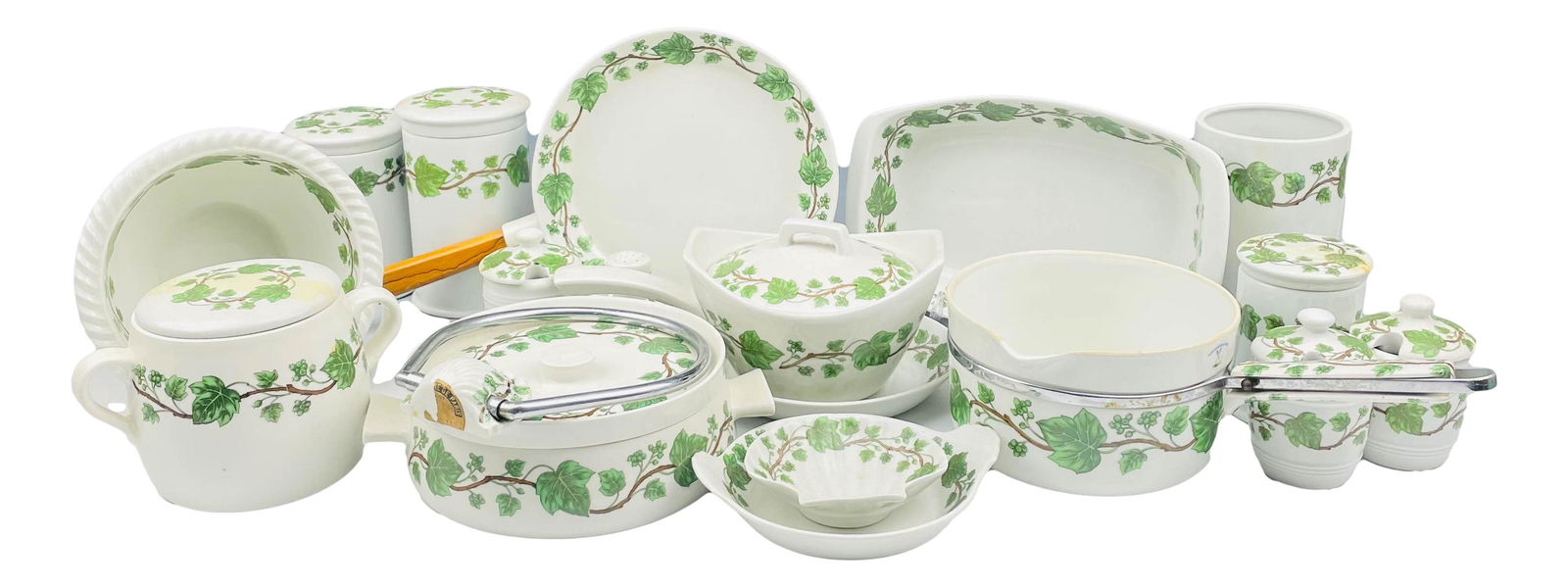 Porcelain De Paris Vine Leaf Bowl Jar Dish 19 pc (1 of 11)