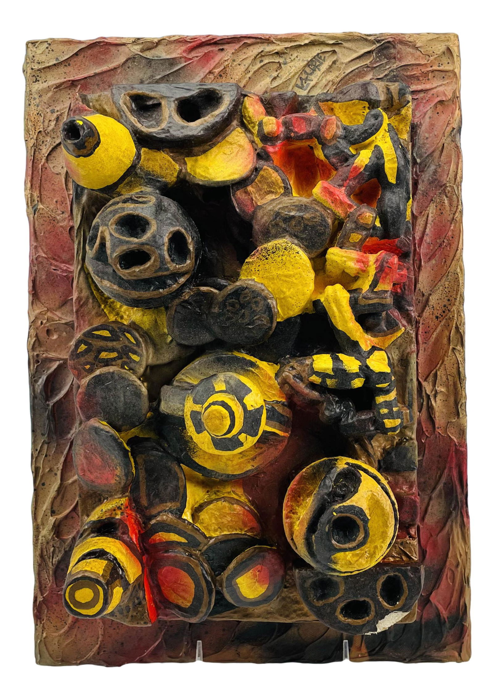 Abstract Folk Art Styrofoam Wood Sculpture SIGNED (1 of 4)