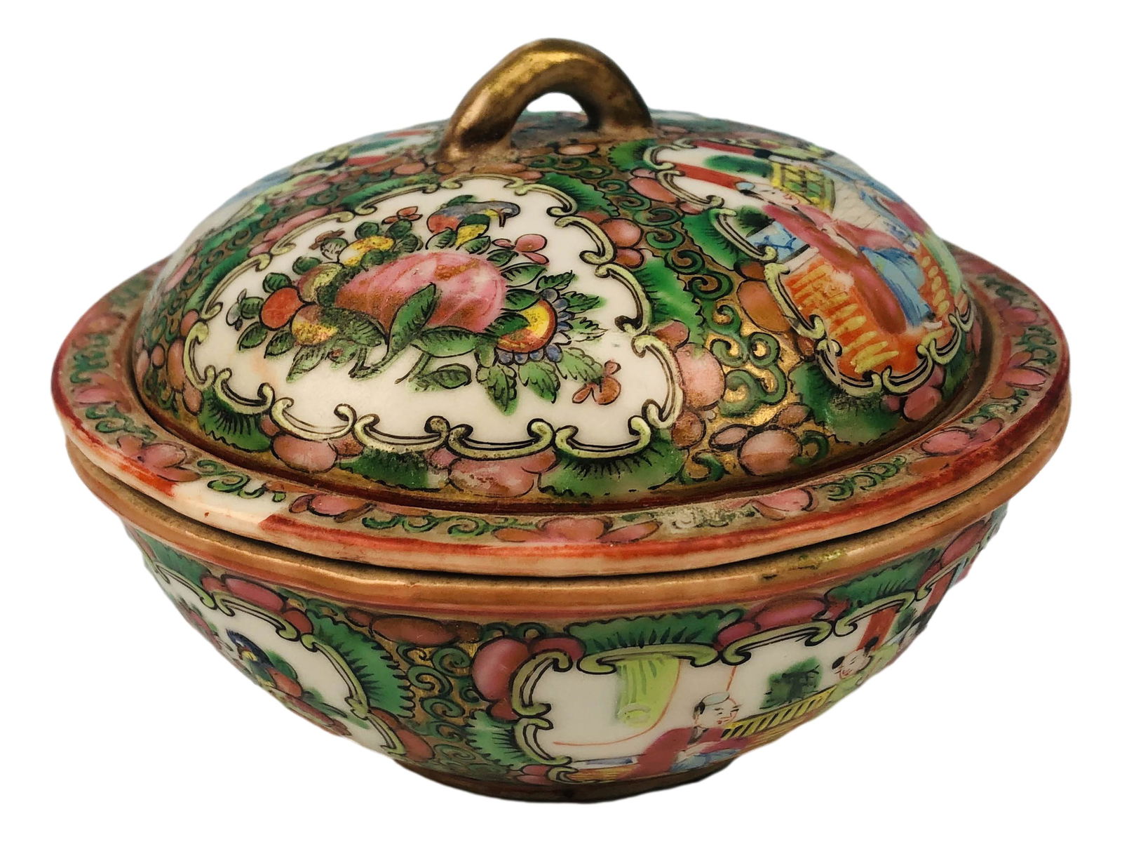 Chinese Rose Medallion Porcelain Dish w/ Strainer (1 of 4)