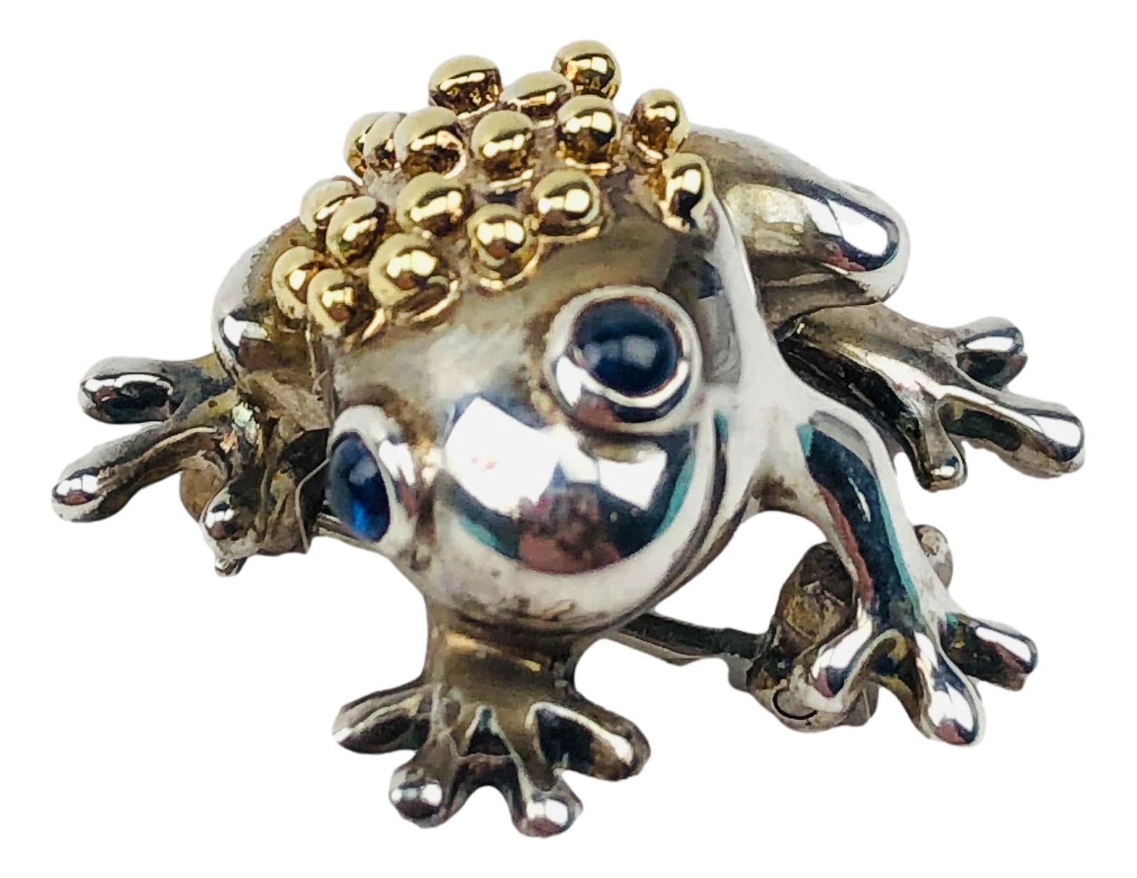 Tiffany & Co 18k Gold 925 Silver Sapphire Frog Pin (1 of 6)