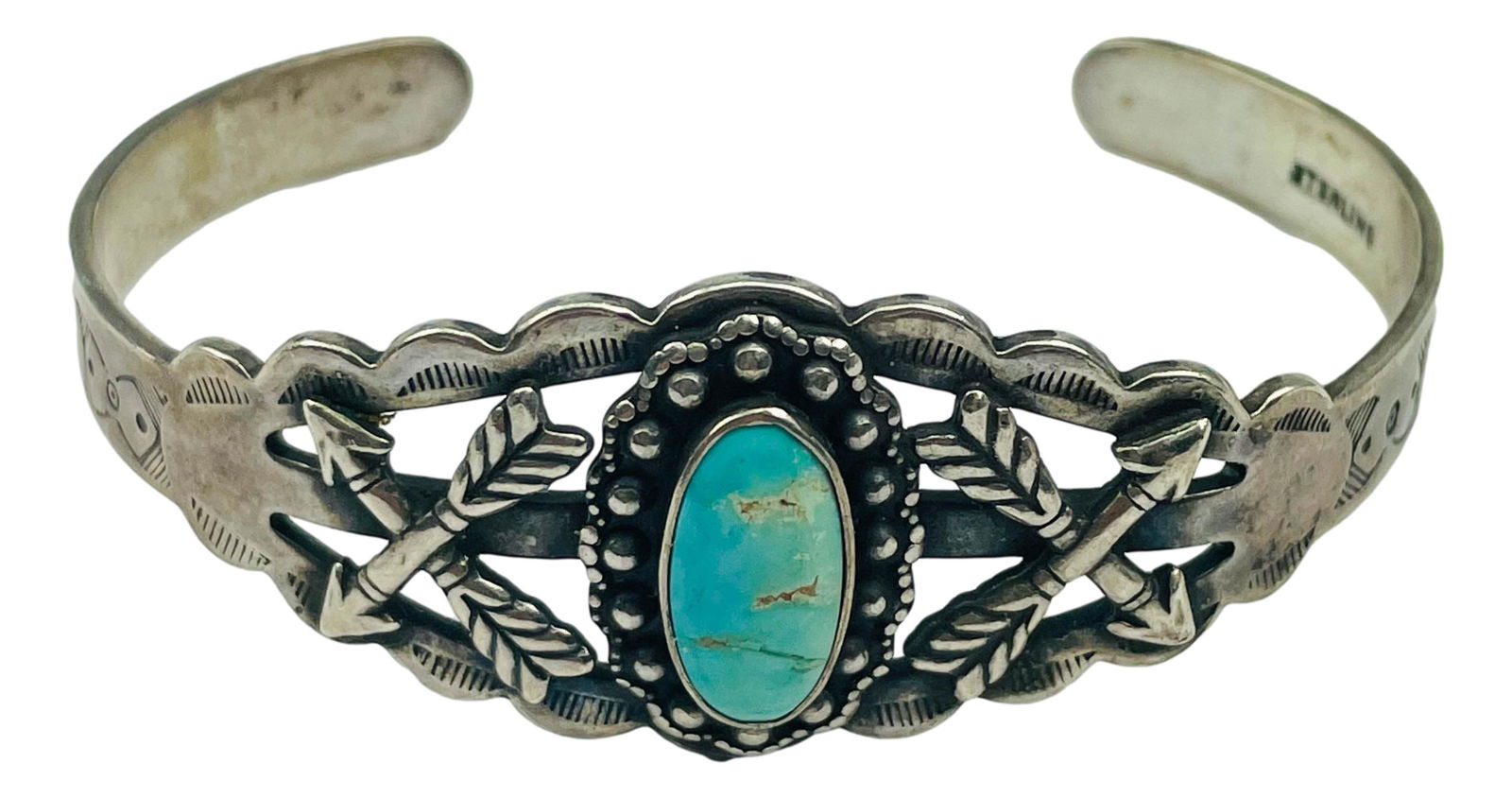 American Indian Sterling Turquoise Cuff Bracelet (1 of 3)