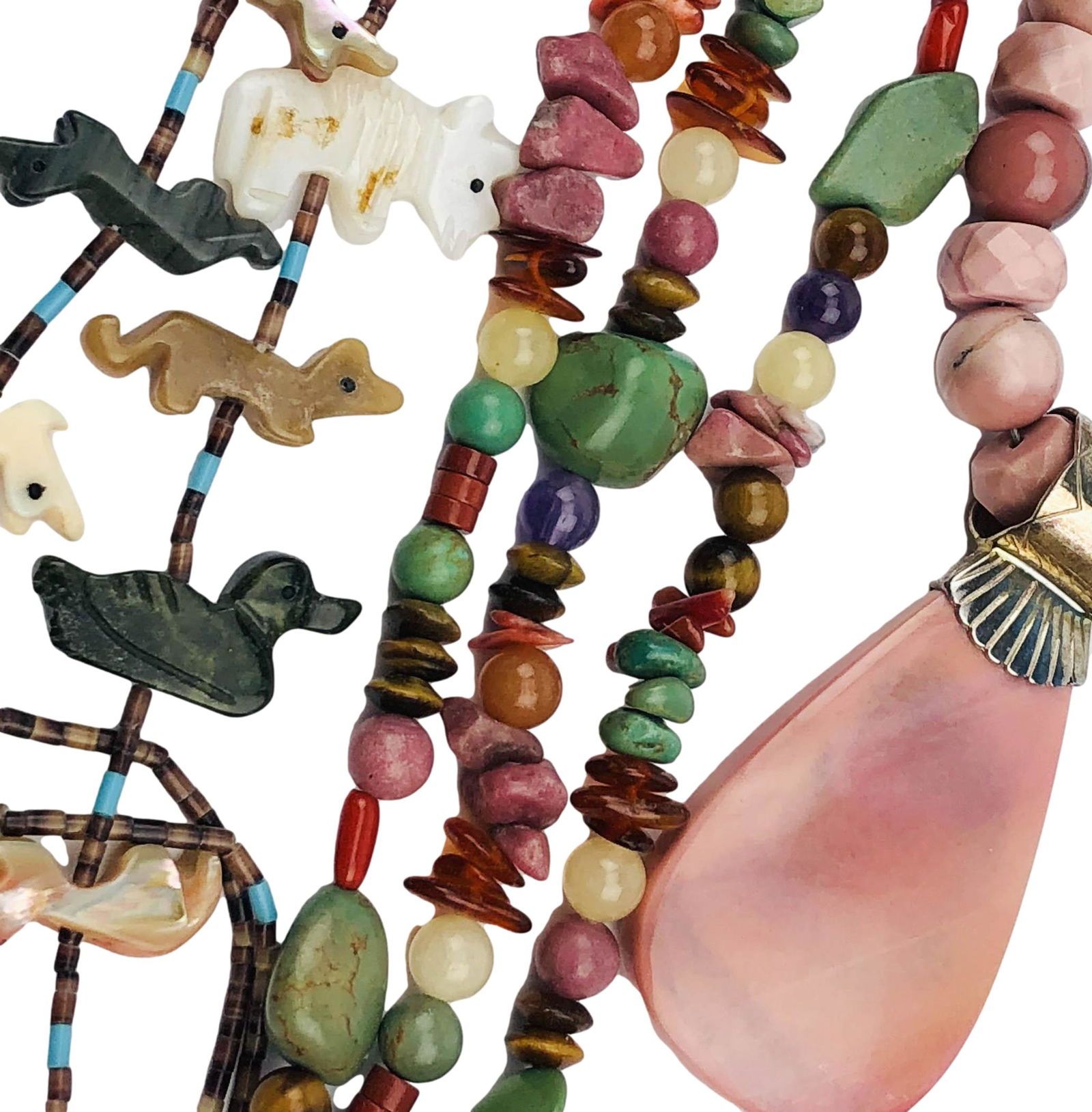 Native Indian Fetish & Gemstone Necklace 3pc LOT (1 of 10)