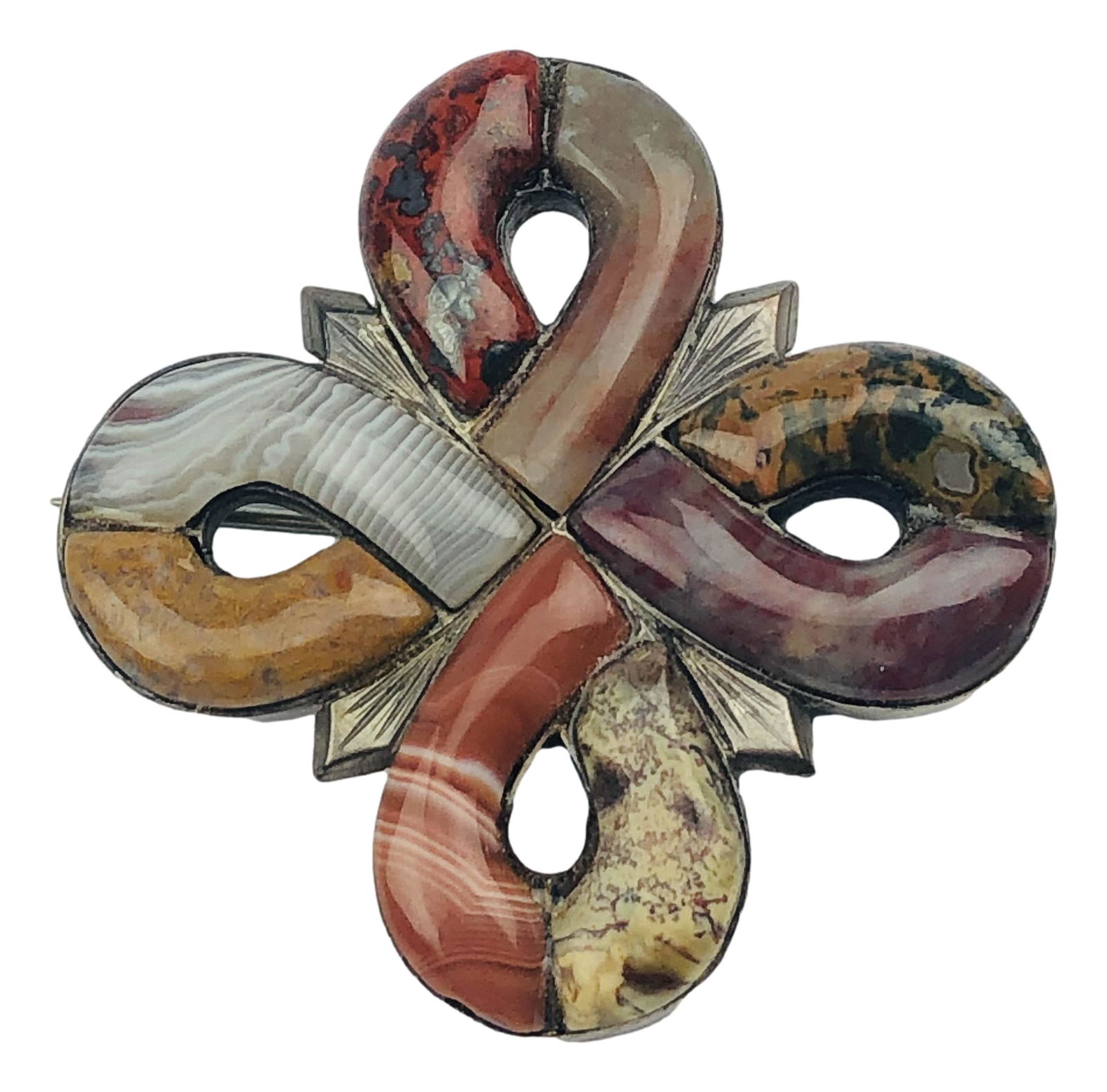 Sterling Silver Semi Precious Hardstone Brooch Pin (1 of 2)