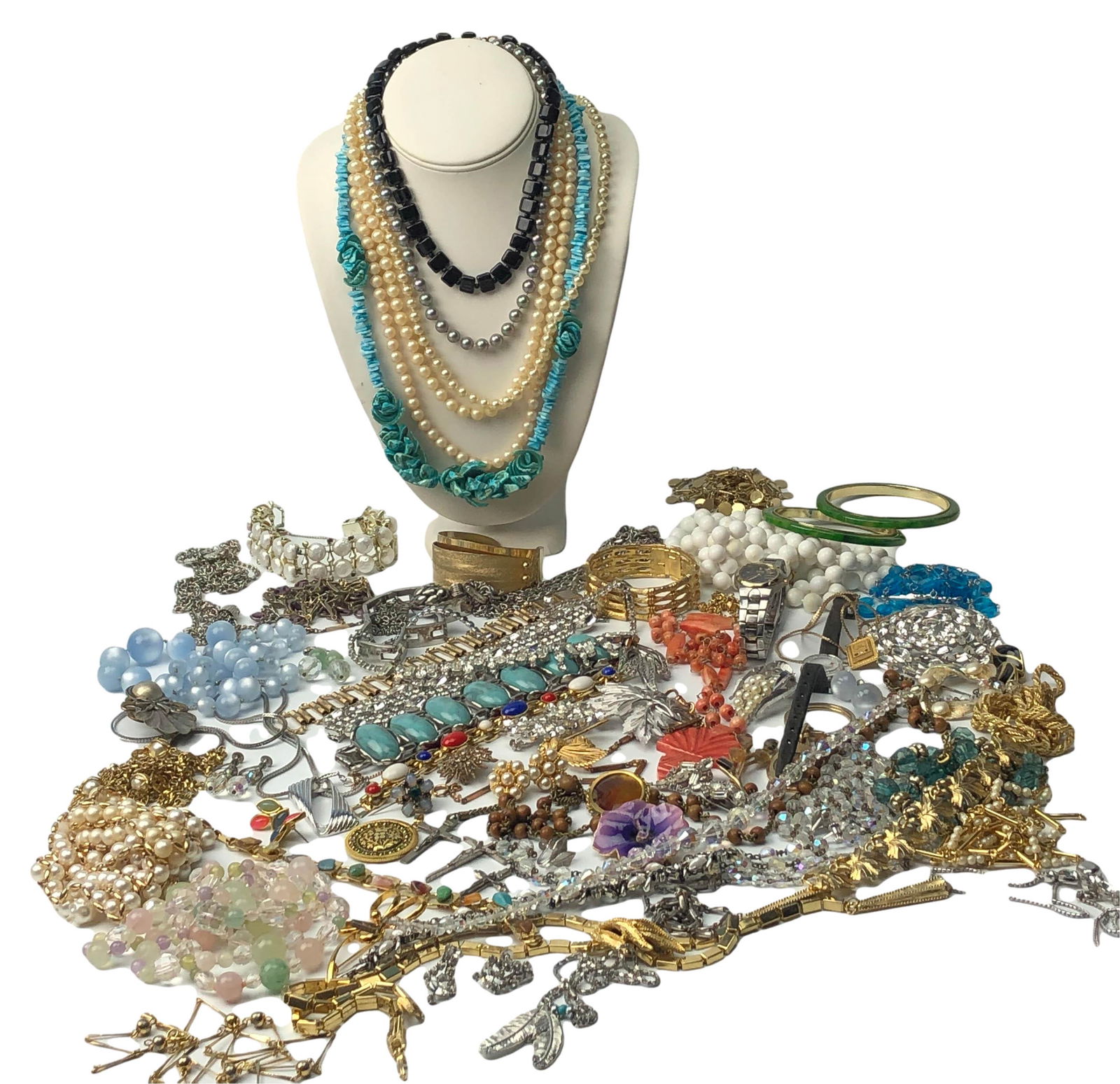 Costume Jewelry Necklace Bracelet Brooch 60+pc LOT (1 of 10)