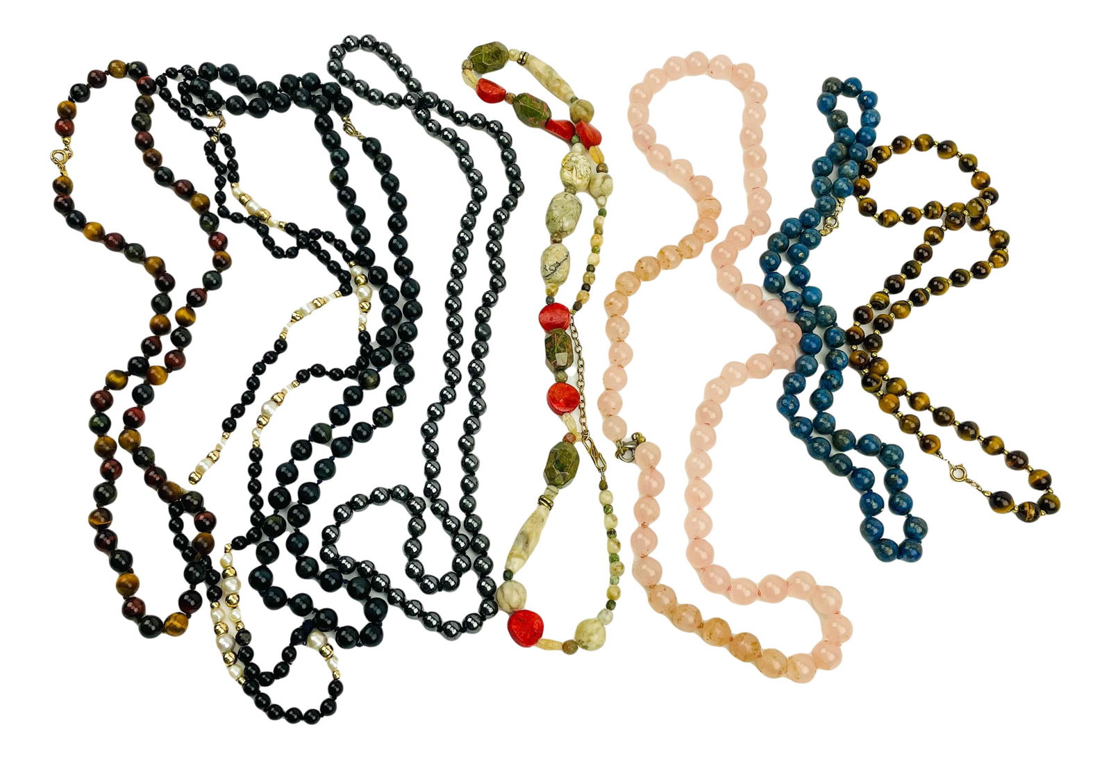 Lapis Tiger Eye Rose Quartz Lady Necklace 8pc LOT (1 of 10)