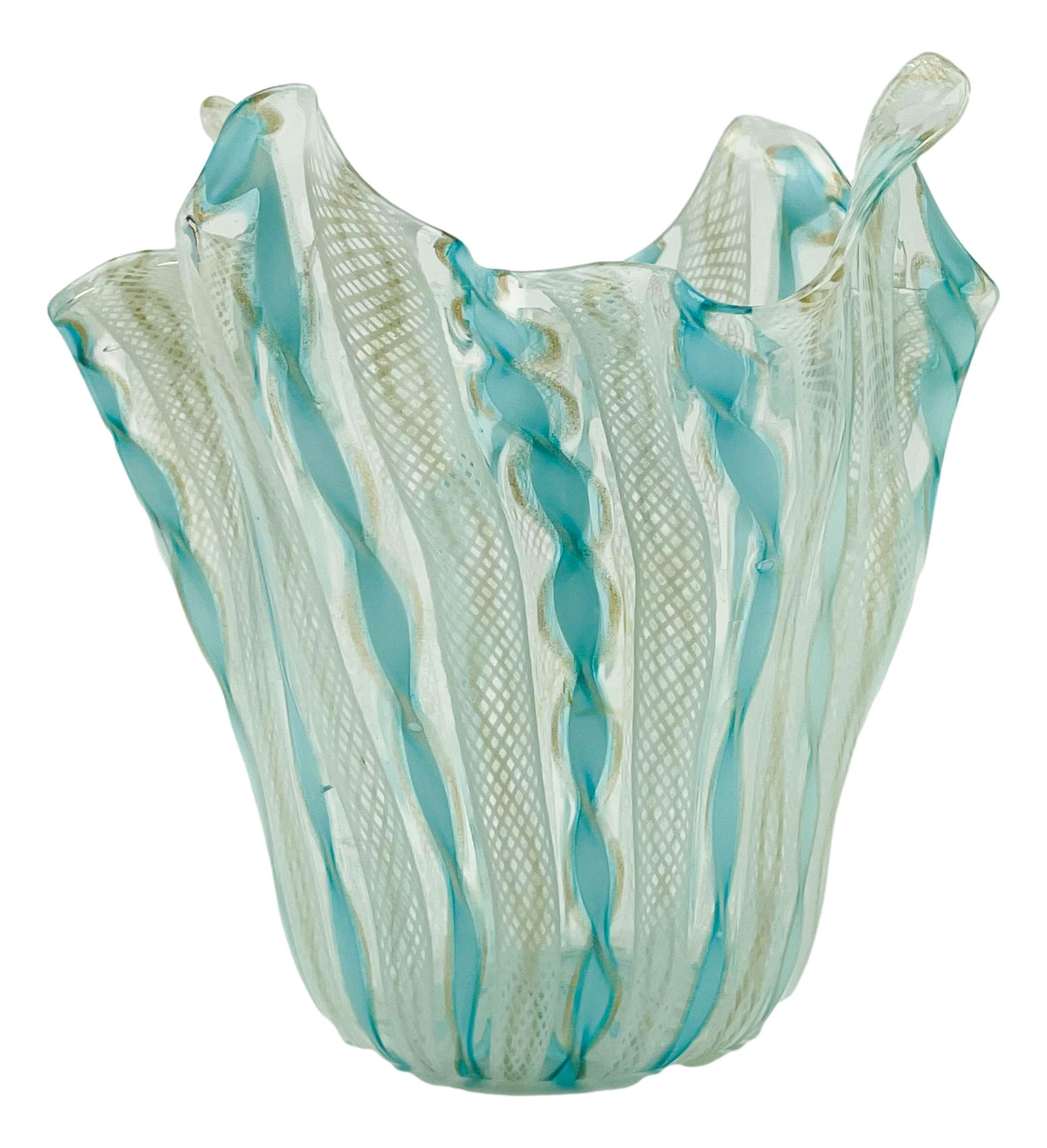 Murano Venetian Latticino Ribbon Twist Glass Vase (1 of 3)