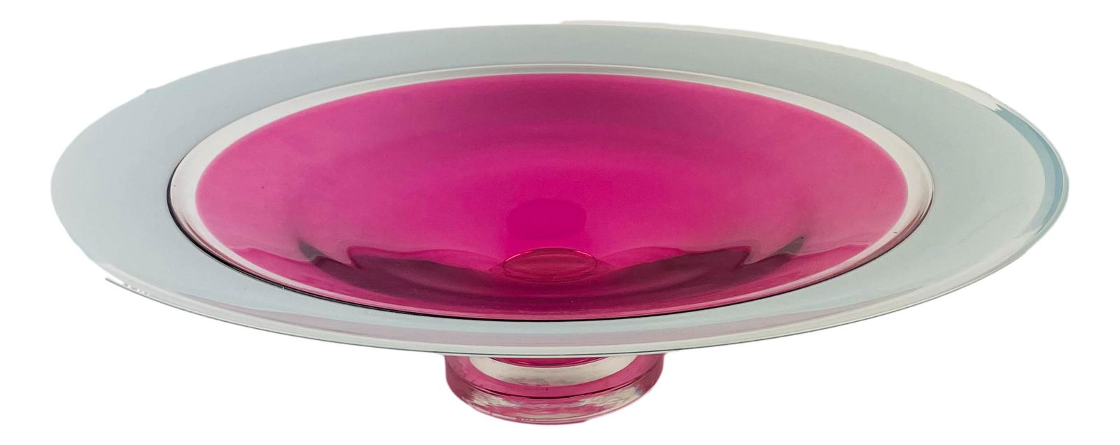 Studio Art Glass 20" Cranberry Center Bowl SIGNED (1 of 5)