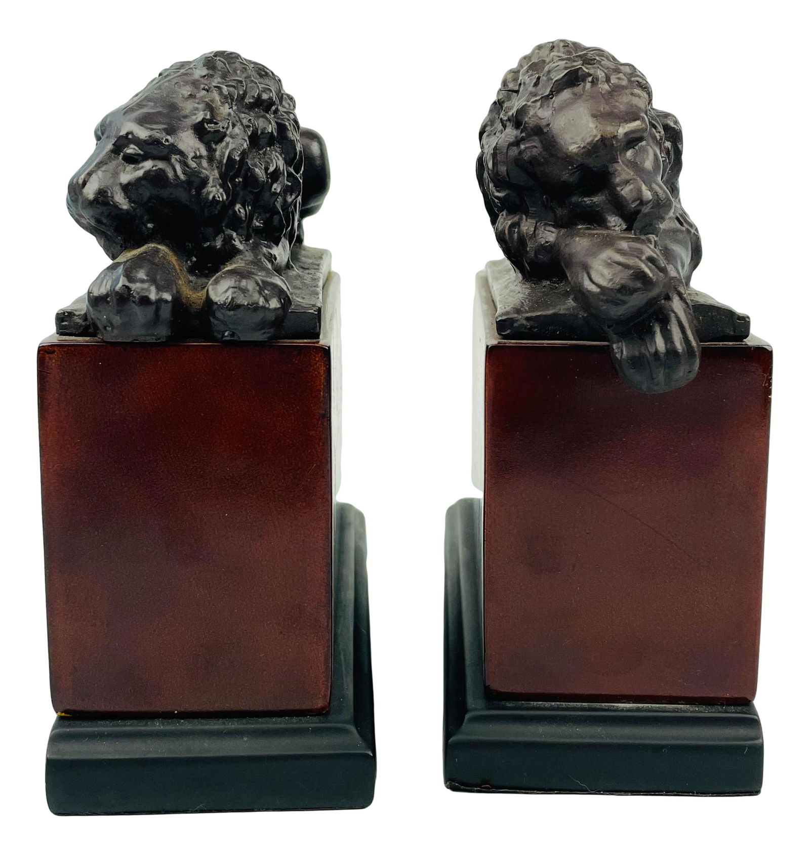 Hollywood Regency Bronze Sleeping Lion Bookends (1 of 6)