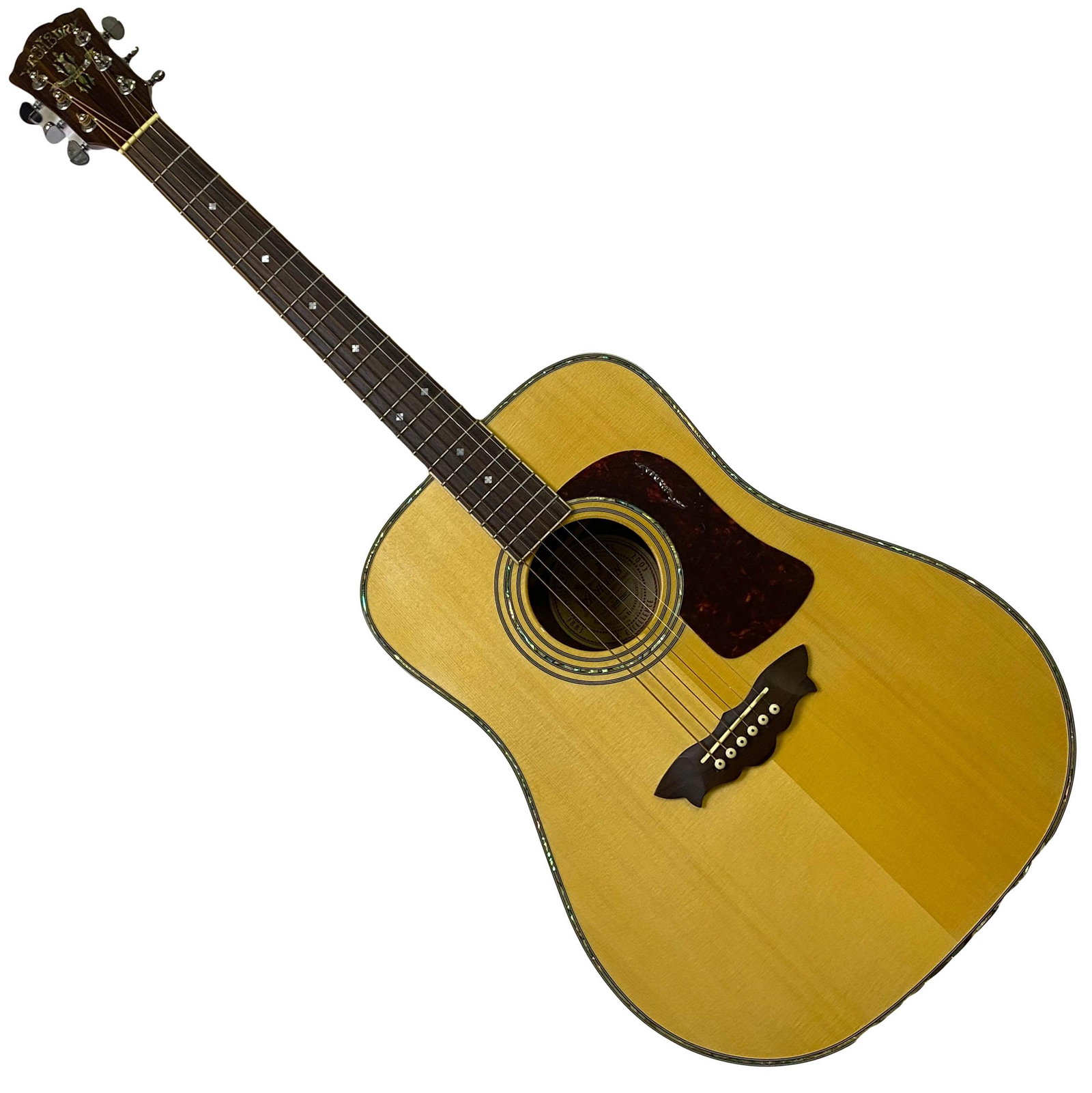 Washburn WD-44S Reserved Edition Acoustic Guitar: A Washburn model WD-44S Reserved Edition Rare Wood acoustic guitar. Serial # SI30501320, produced 2003. Features solid spruce wood top, with Hawaiian koa back and sides, 20 fret neck and fingerboard w