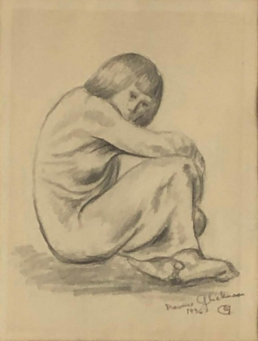 Maurice Glickman 1906-1981 Seated Woman Drawing (1 of 4)