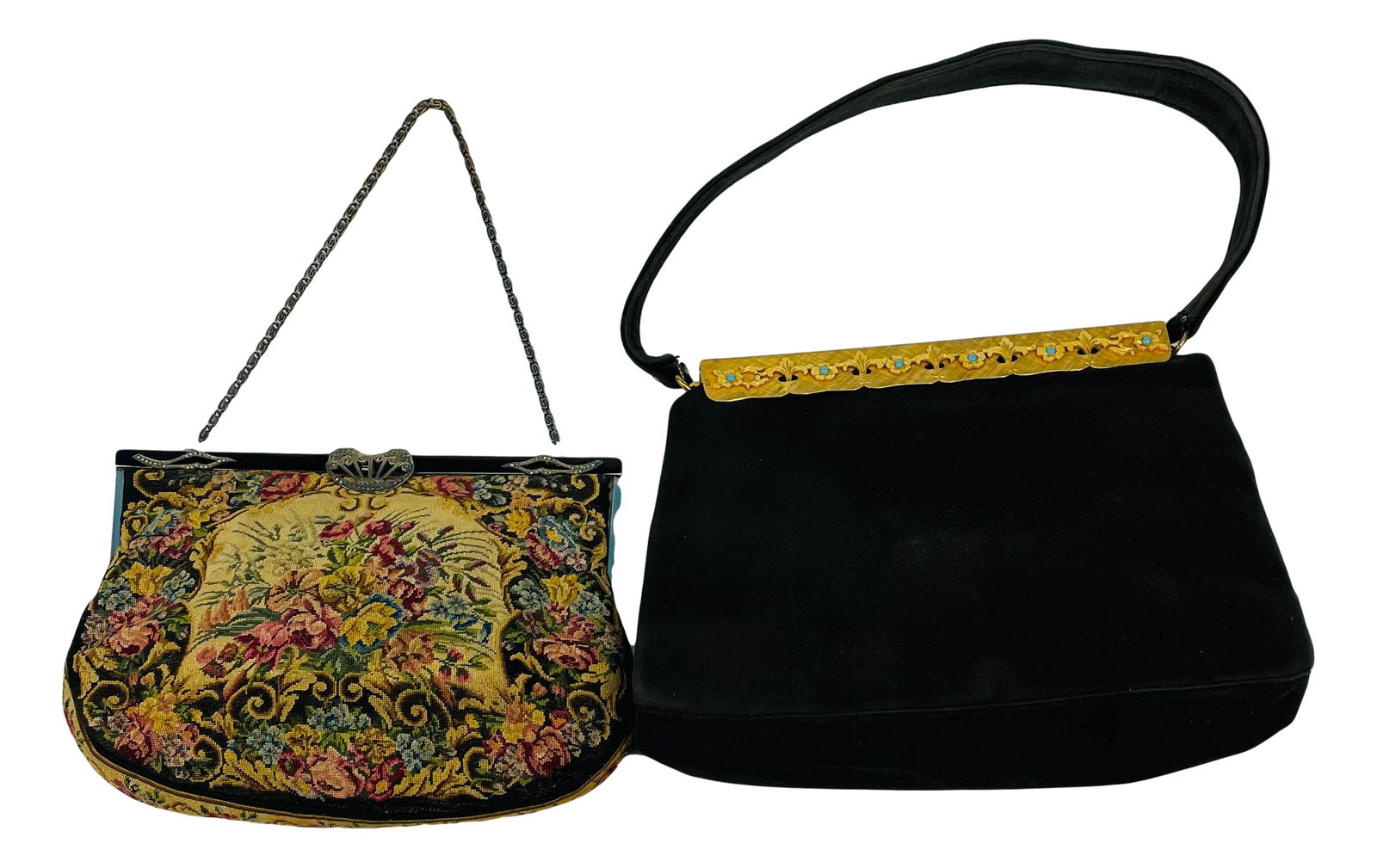 Bejeweled Embroidered Purse & Suede Clutch Bag (1 of 5)