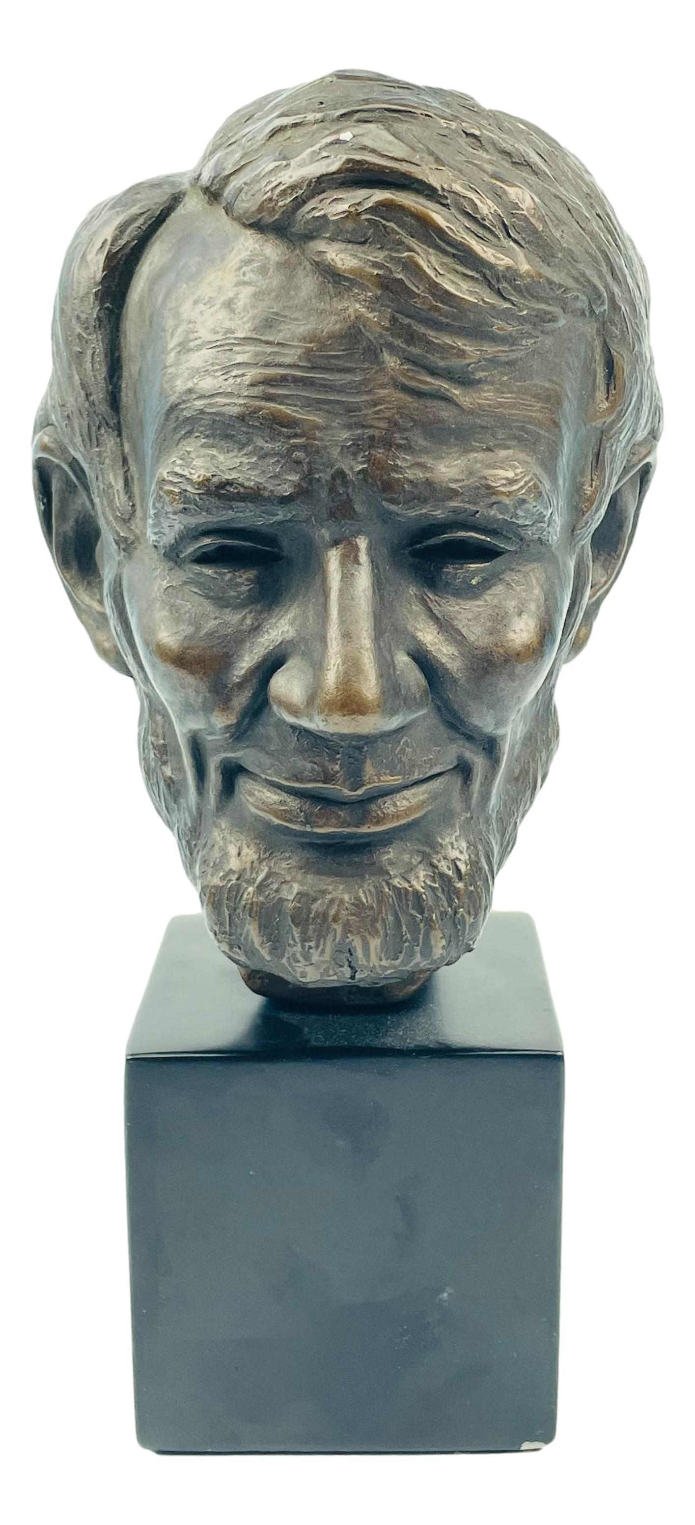 Bronze Clad Abraham Lincoln Bust Sculpture SIGNED (1 of 7)