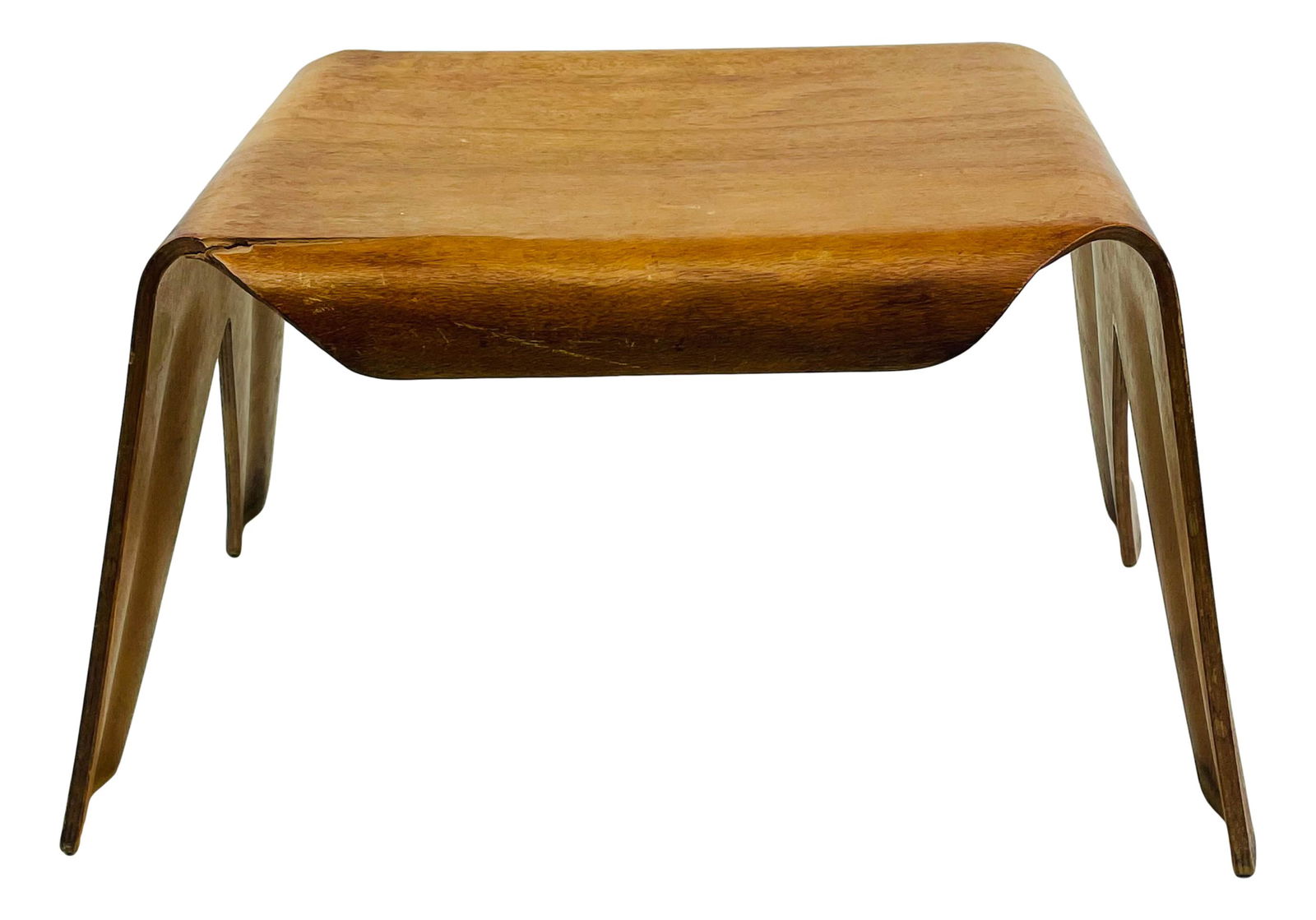 Charles and Ray Eames Modernist Child's Stool 1945: Charles and Ray Eames child's stool. Molded plywood stool distributed by Herman Miller. Modern design circa 1945. No labels no apparent signature.Dimensions: 8.5 X 12.25 X 11 in. Condition: Fair
