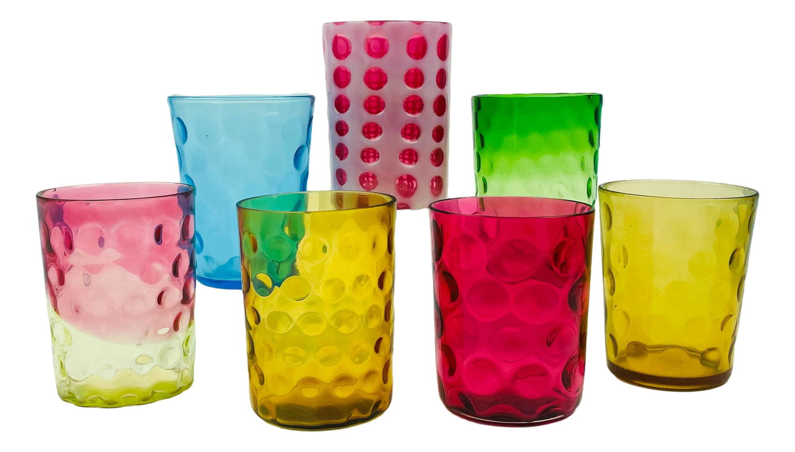 7 Inverted Thumbprint Coin Dot Multicolor Tumblers (1 of 3)