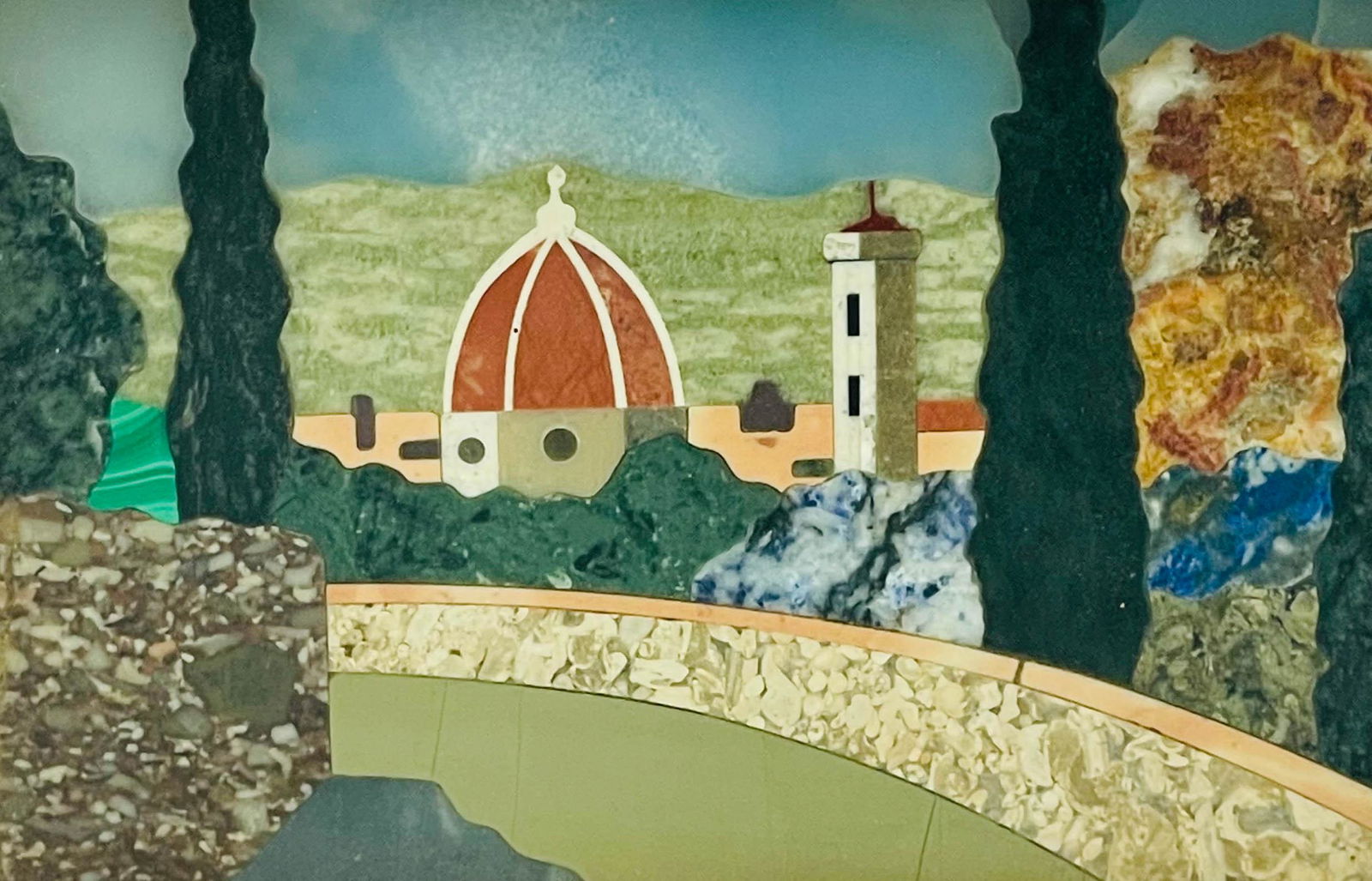 Pietra Dura Italian Stone Mosaic Landscape Framed (1 of 3)