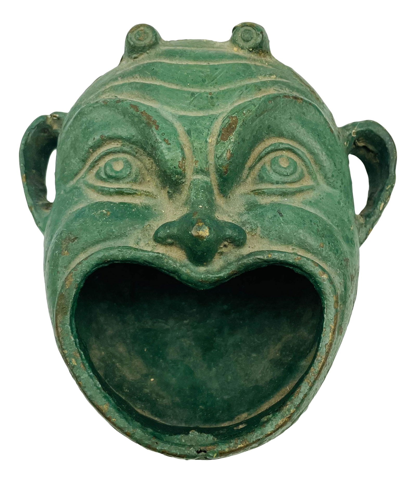 Patinated Bronze Demon Mask Face Ashtray Dish Bowl (1 of 3)