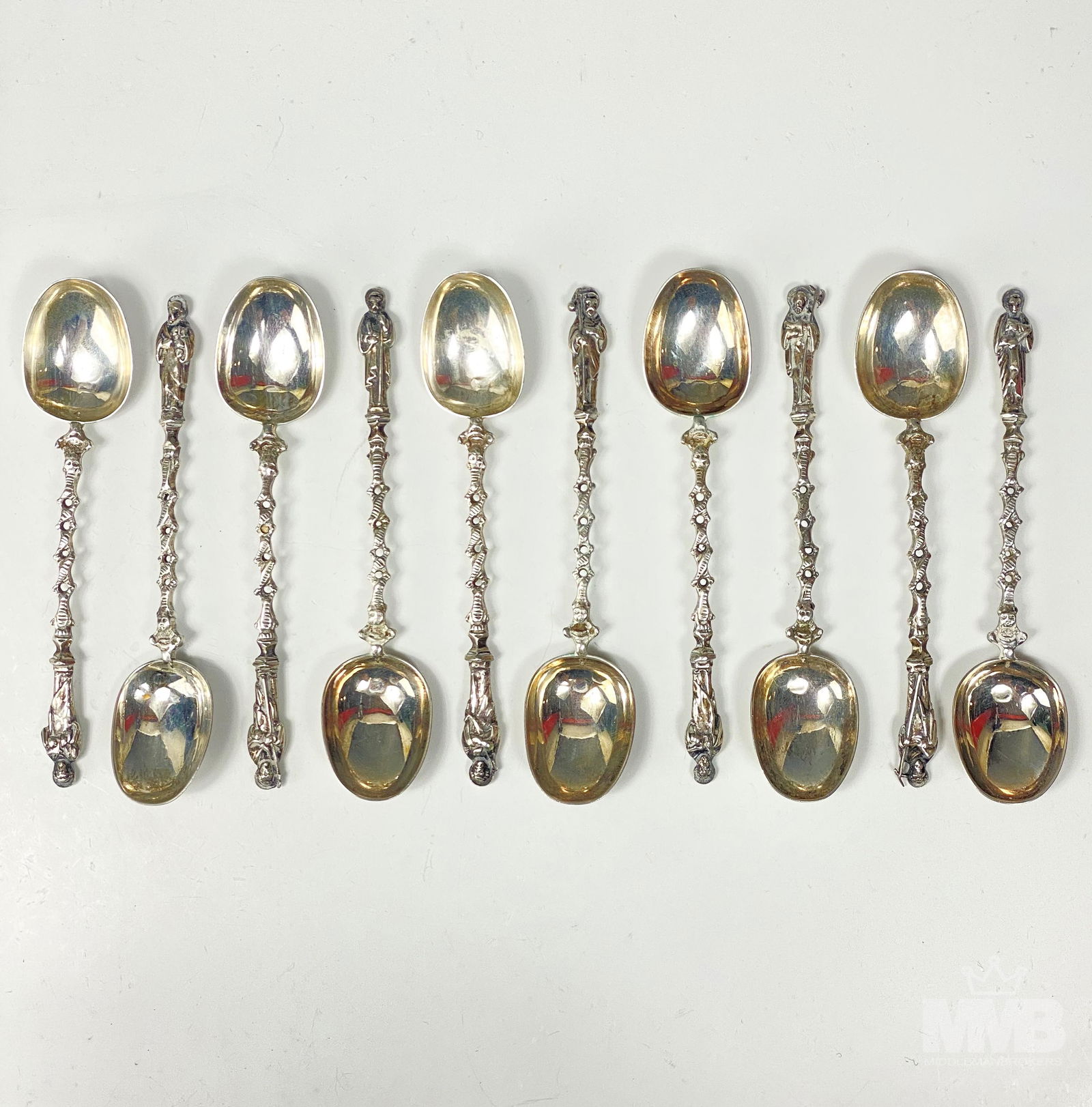 10 Silver Plate Figural Apostle Saint Spoons w Box (1 of 7)