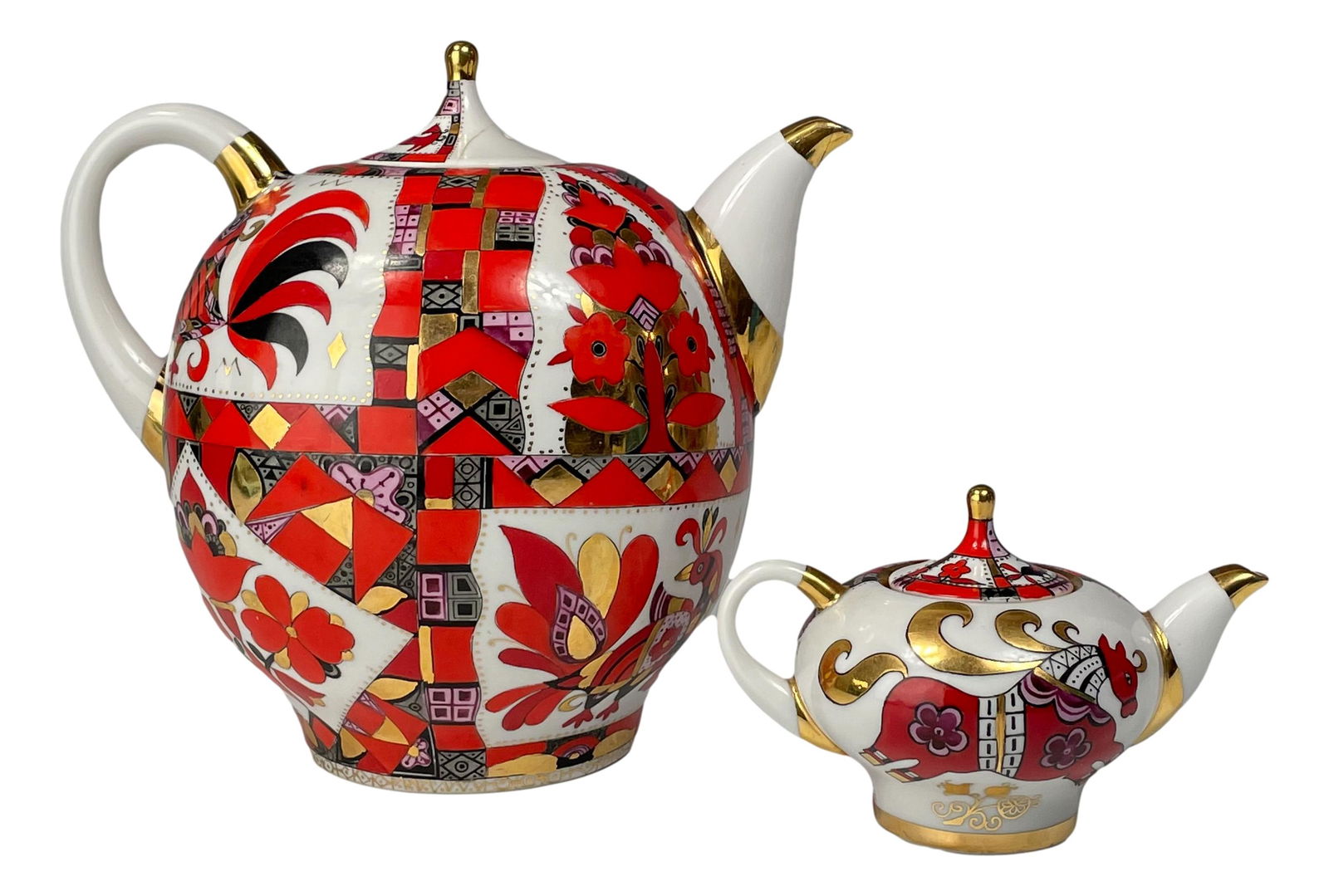 2 Lomonosov Russian Porcelain Small Large Teapots (1 of 11)