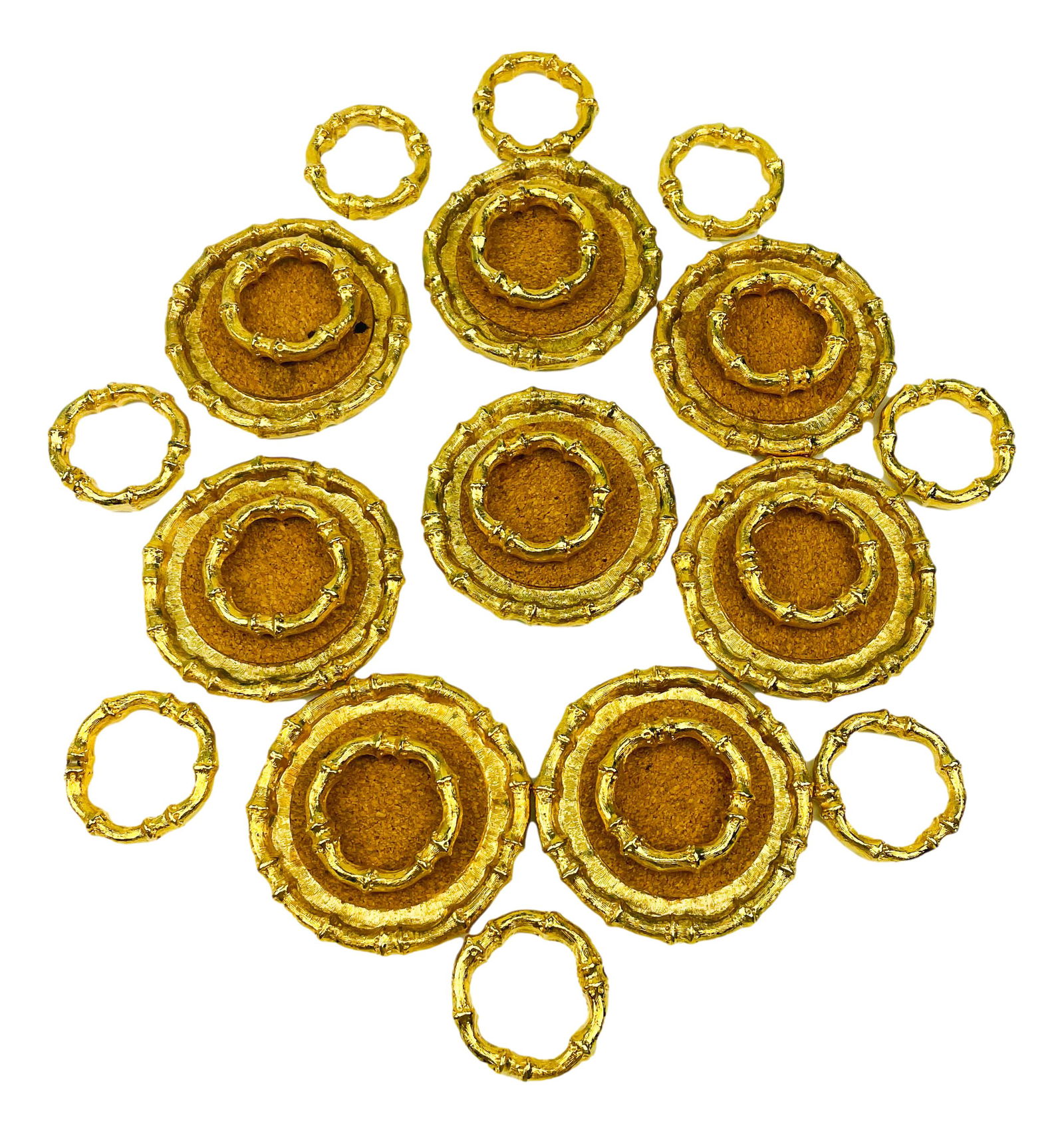 Hollywood Regency Gold Plate Coaster Rings Forks (1 of 7)