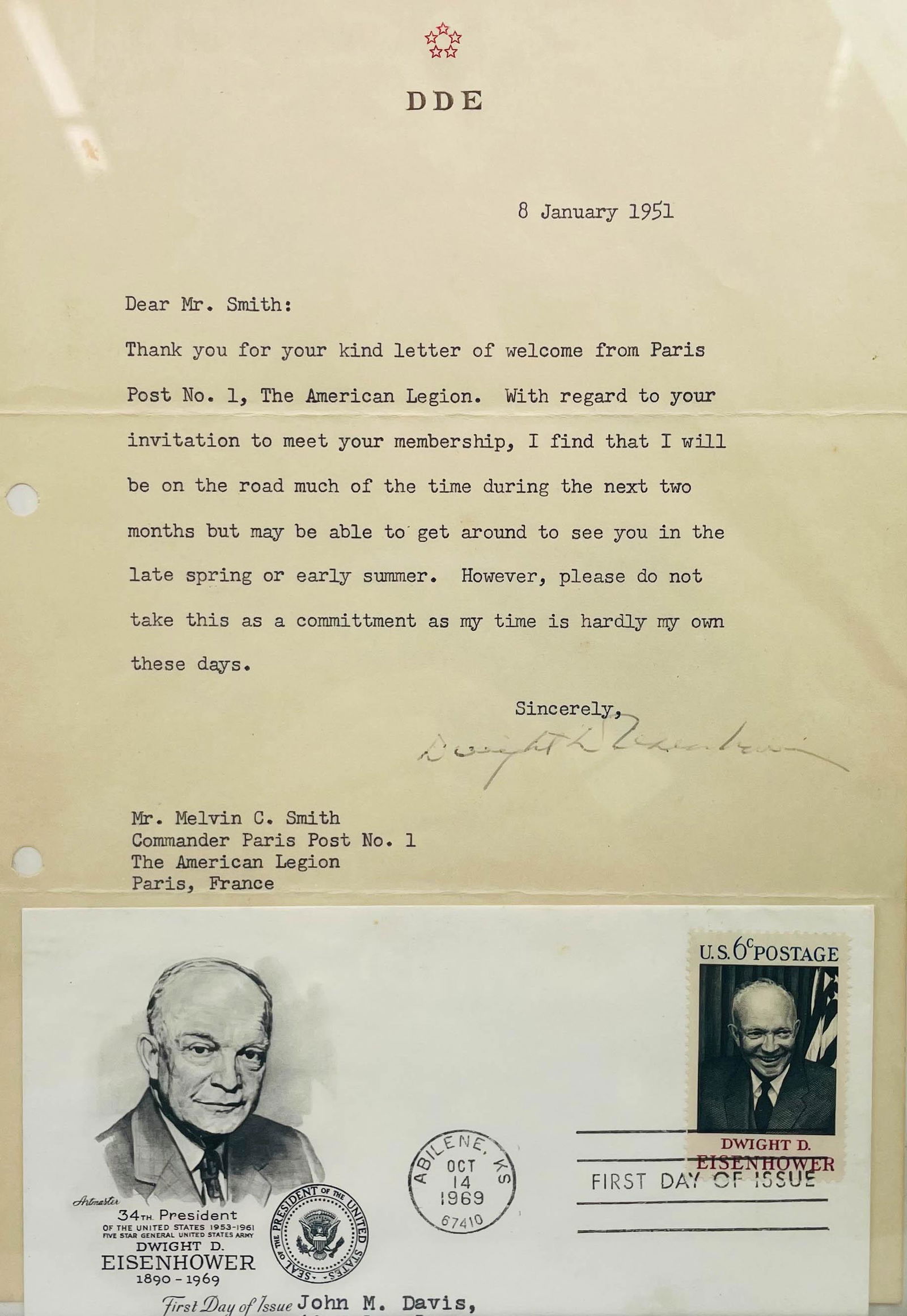 Dwight Eisenhower Signed Letter and Dated Postcard (1 of 3)