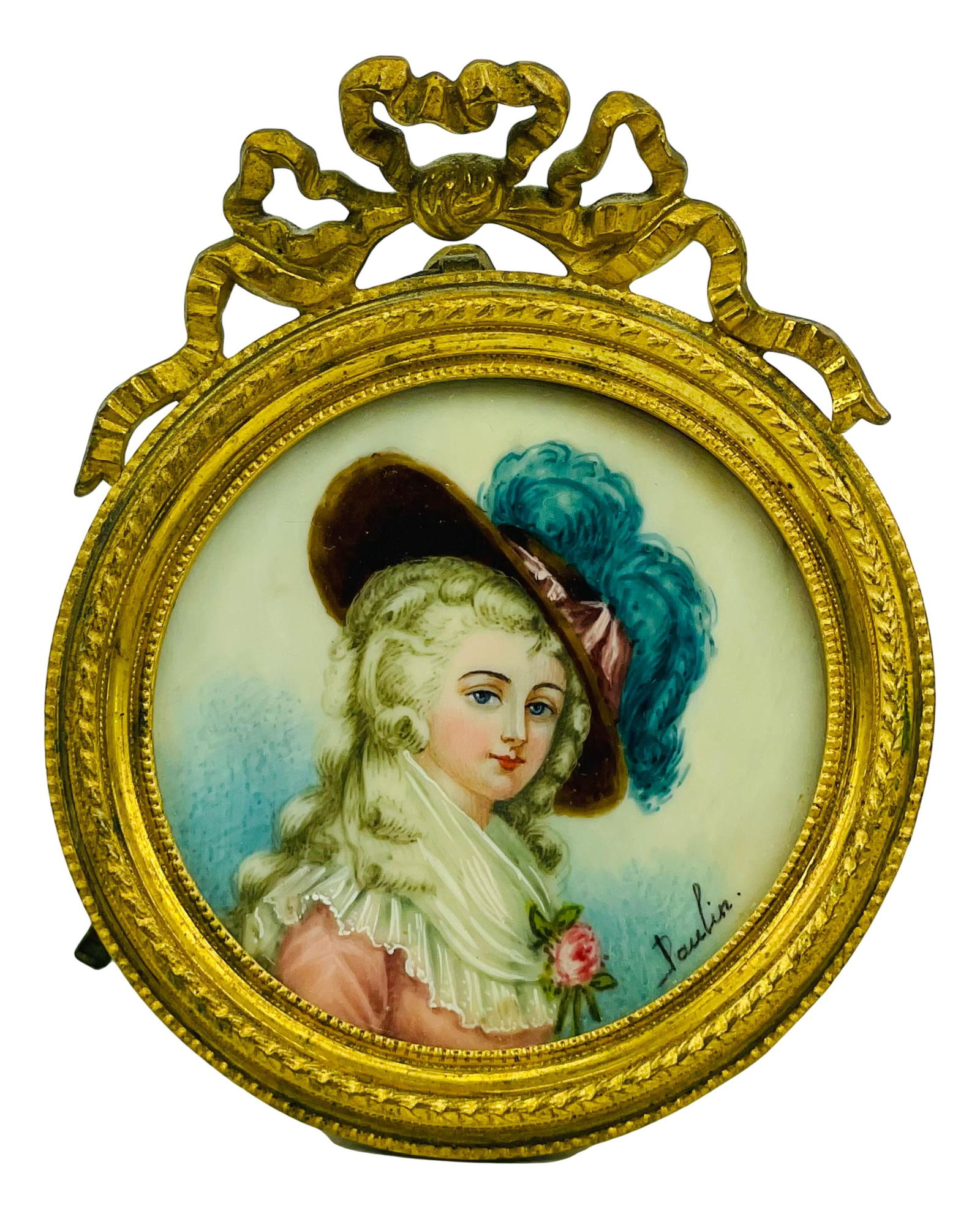 Antique Georgian Regency Lady Porcelain Painting (1 of 4)