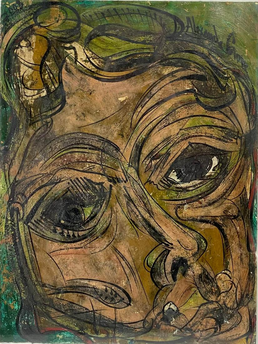 Alexander Gore Abstract Expressionist Oil Painting: Alexander Gore ( Russian / American, 1958). Titled on verso "Portrait of Aelitta" with COA with relevant text and information. Signed upper right and dated 2000 upper left. Work Size: 15 x 11 in. Dime