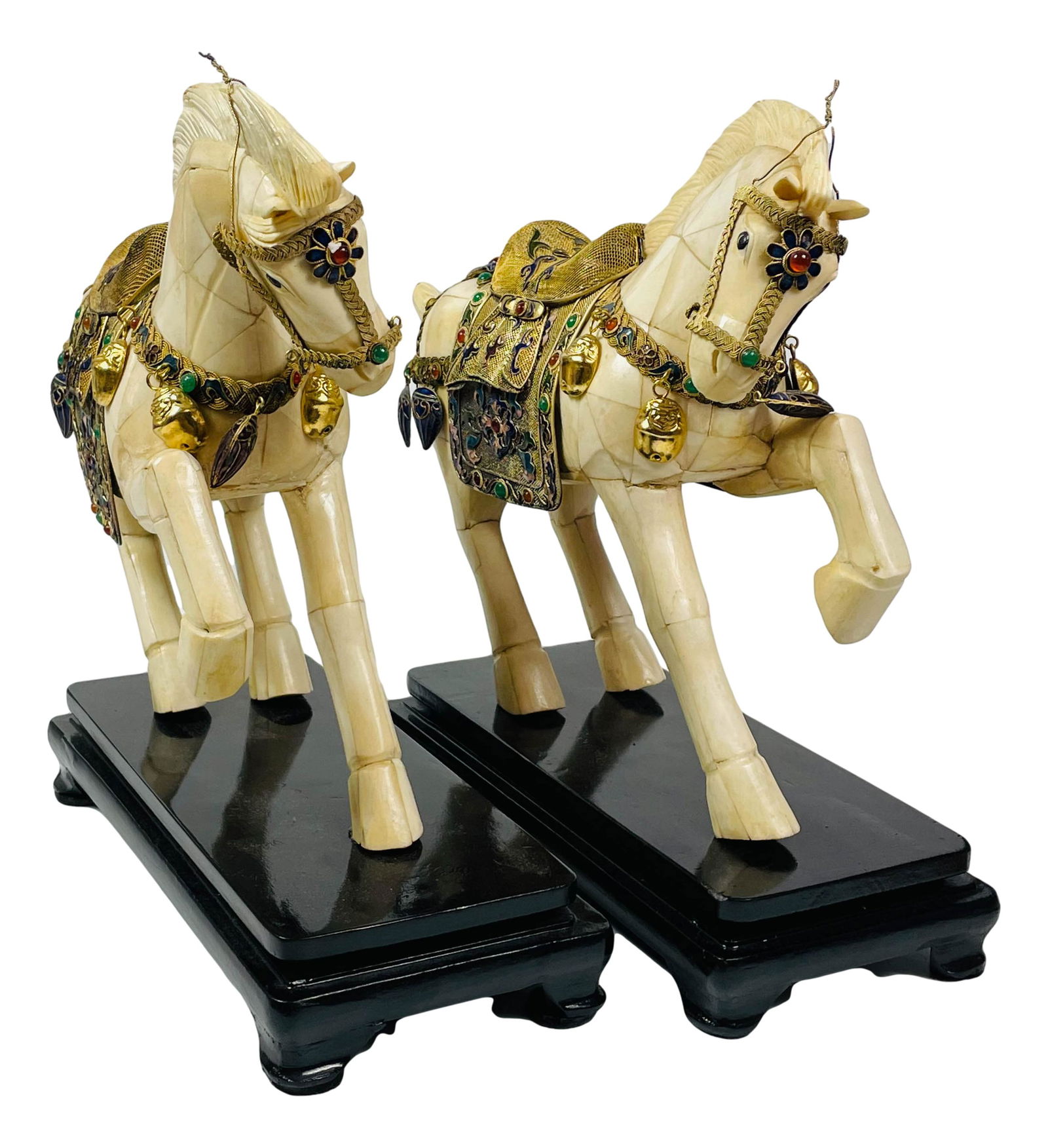 Chinese Pair of Gilt Filigree Tang Horse Statues (1 of 6)