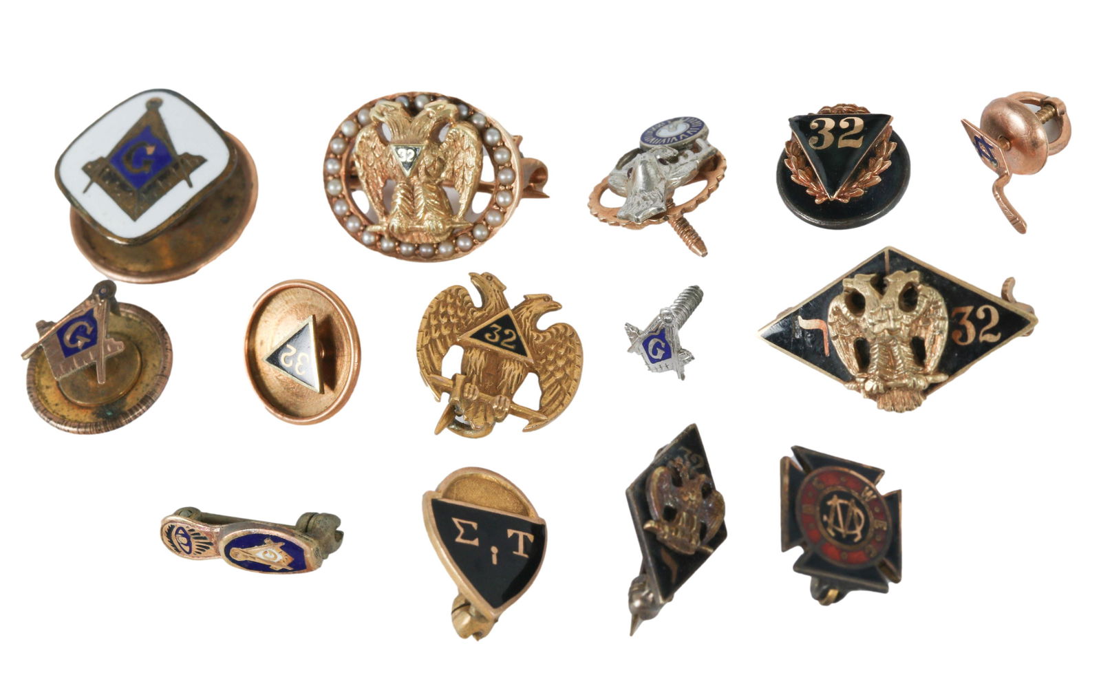 14K Yellow Gold Masonic Fraternal Pins 14pc Lot (1 of 4)