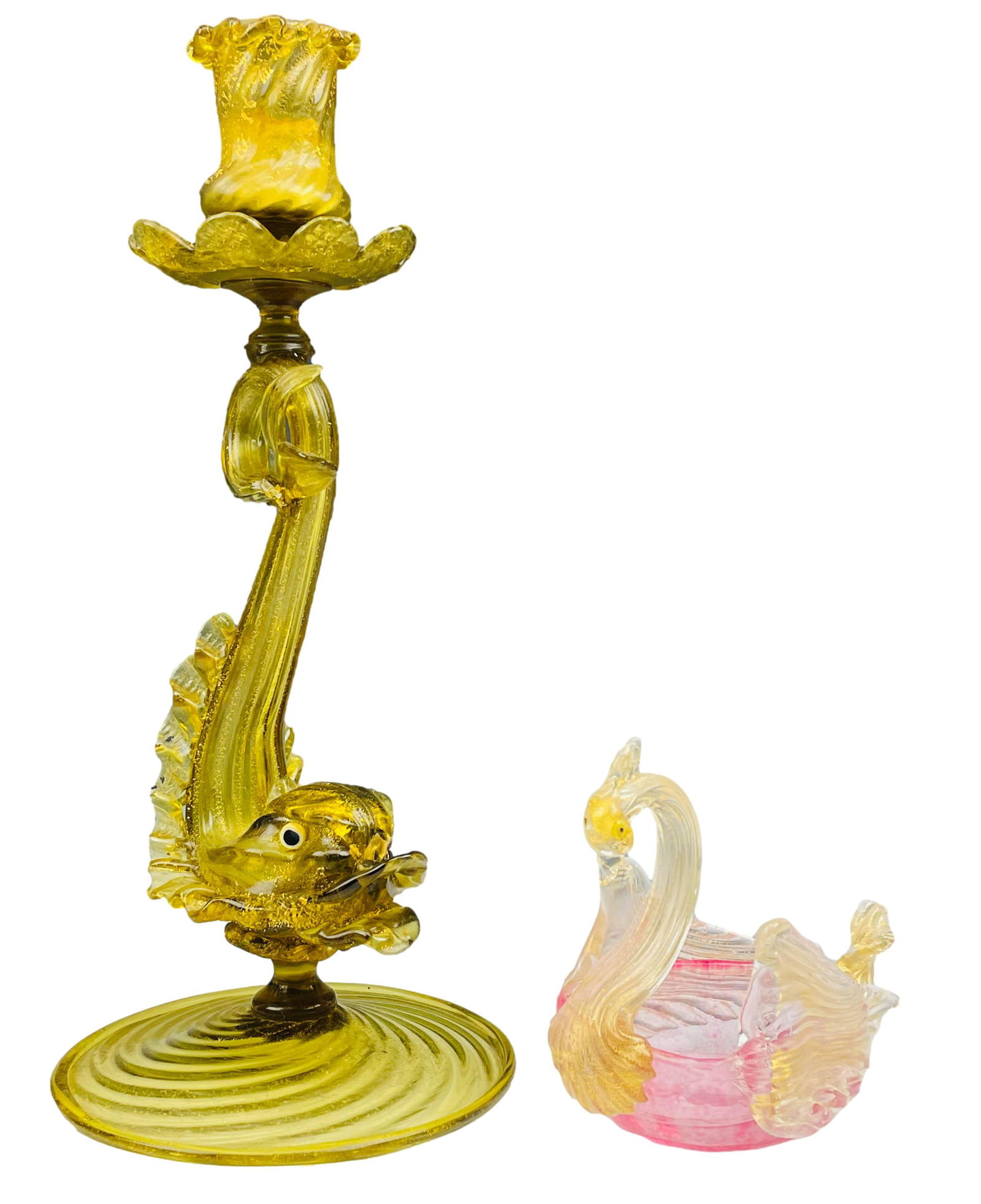 Vintage Venetian Glass Candlestick & Candy Dish (1 of 8)