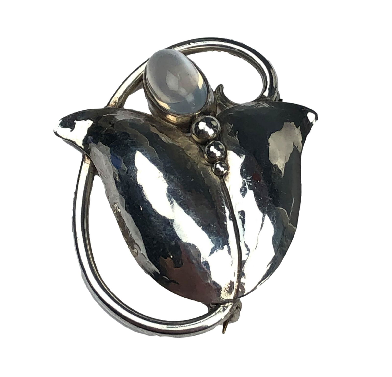 Georg Jensen Sterling Silver Moonstone Brooch Pin (1 of 4)