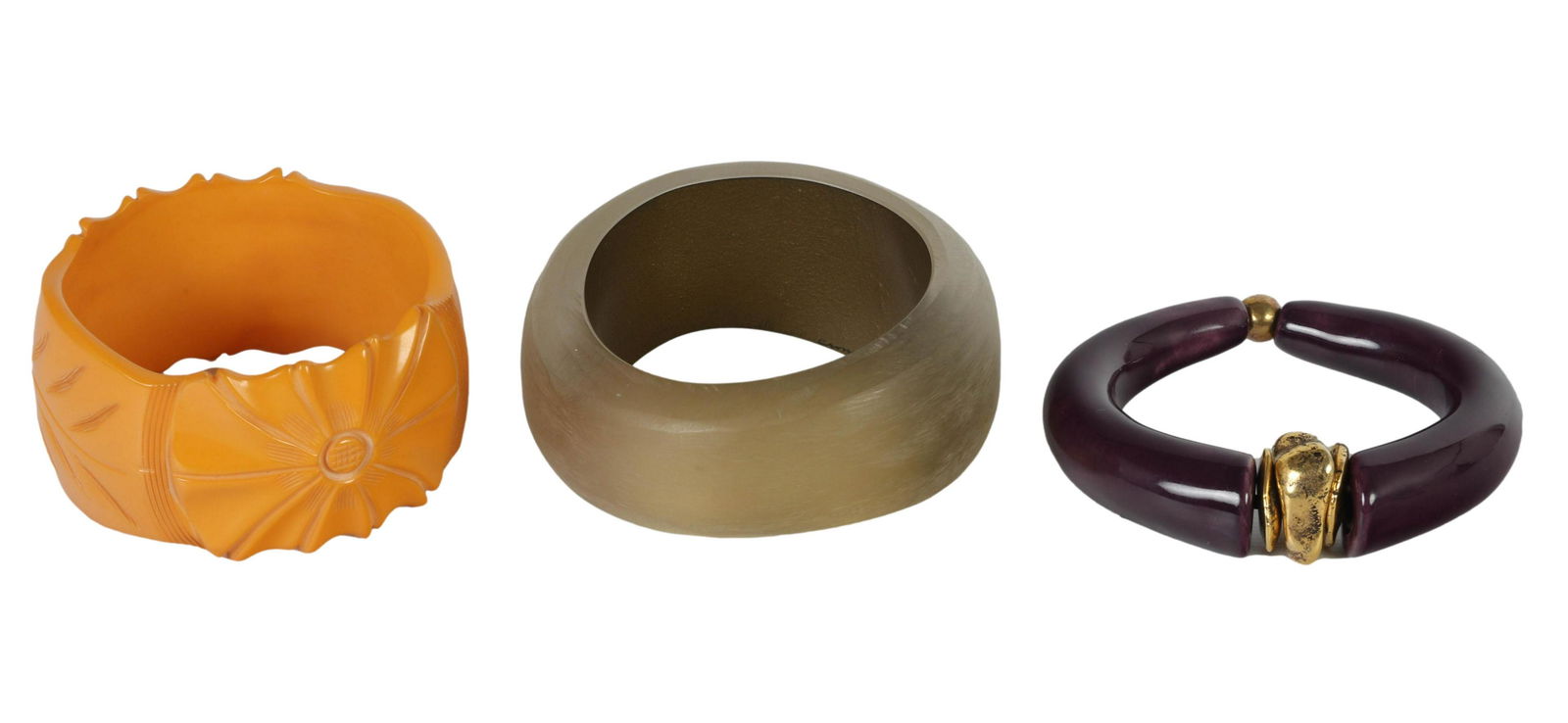 Carved Bakelite Lucite & Acrylic Bracelets 3pc LOT (1 of 3)