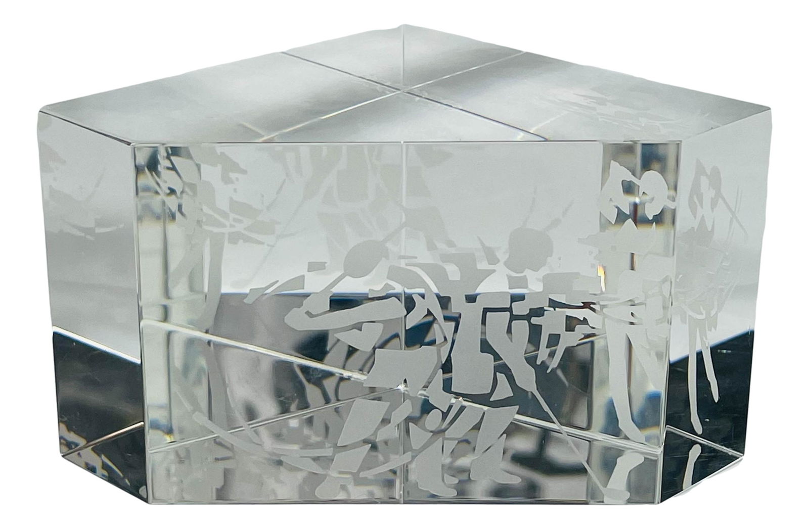 Steuben Crystal Etched Golfers Paperweight SIGNED (1 of 4)